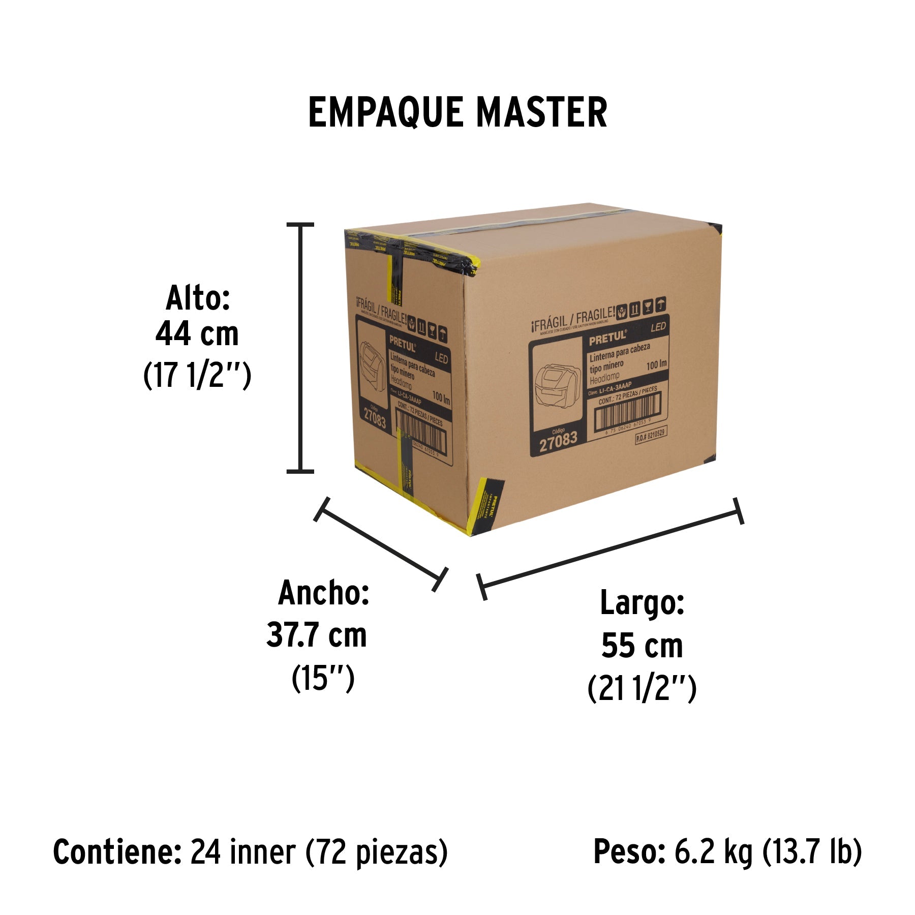 Linterna de minero LED 100 lm de 3 pilas AAA, PRETUL - Empaque