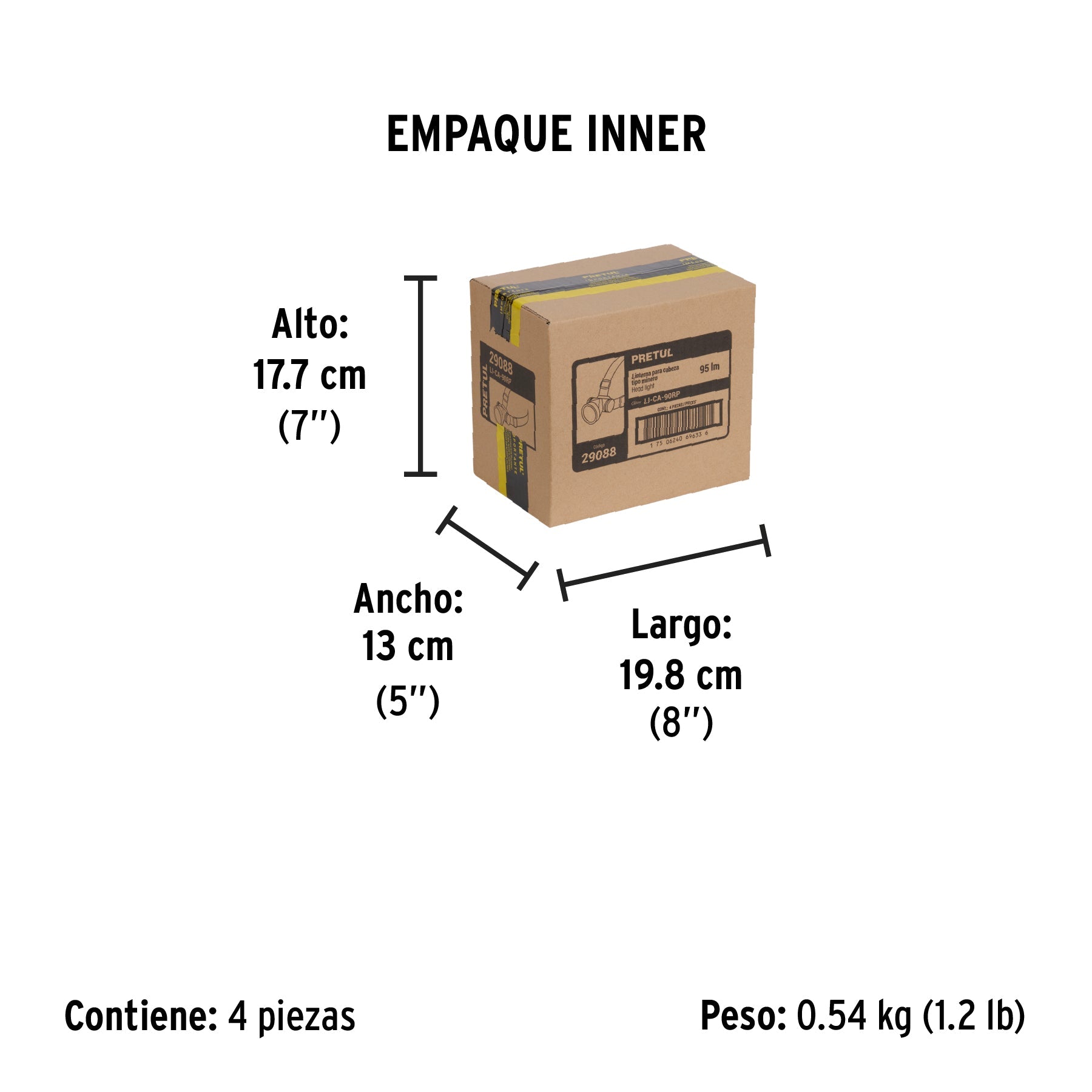 Linterna de minero LED 95 lm, recargable, PRETUL - Empaque
