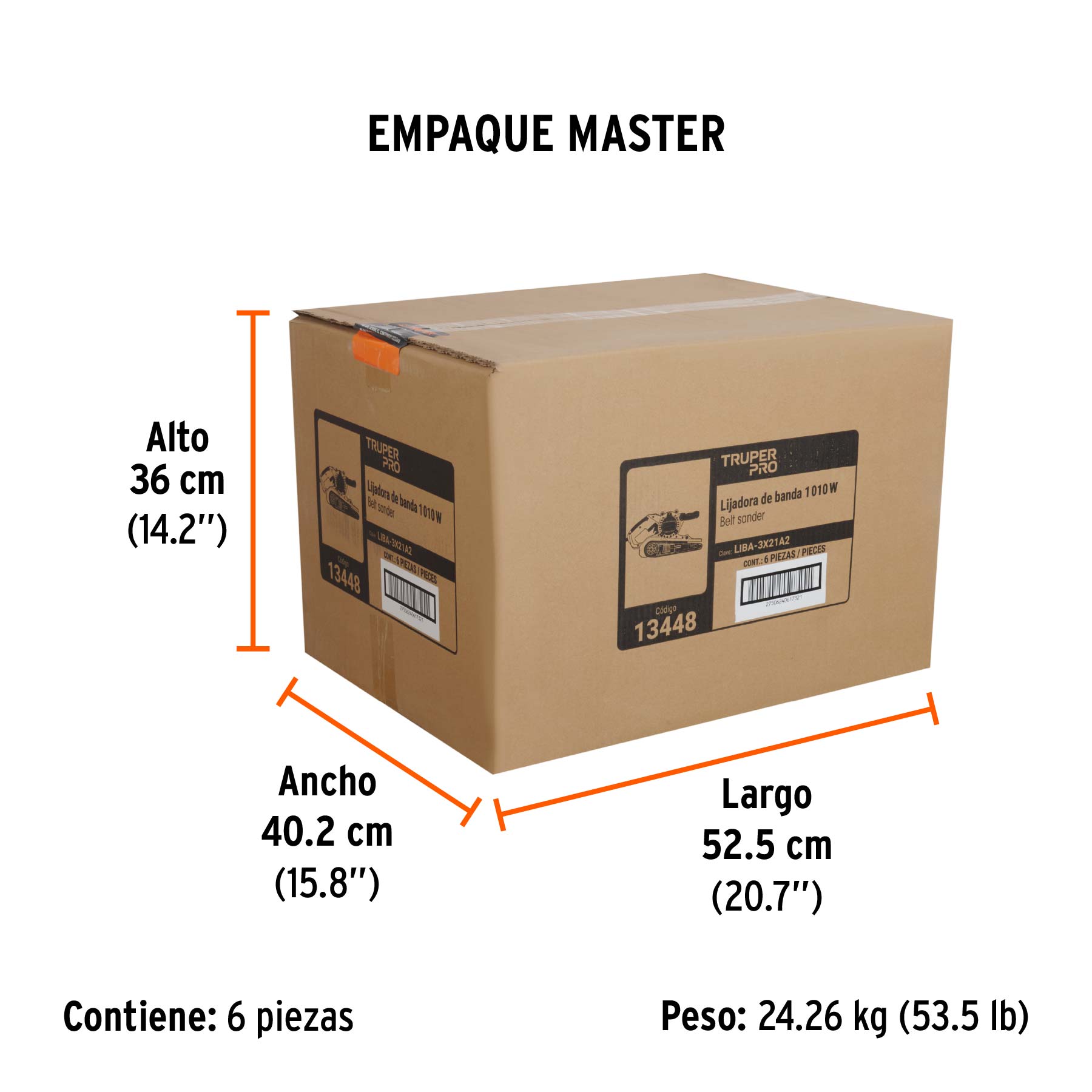 Lijadora de banda 3 x 21", 1010W, TRUPER PRO - Empaque