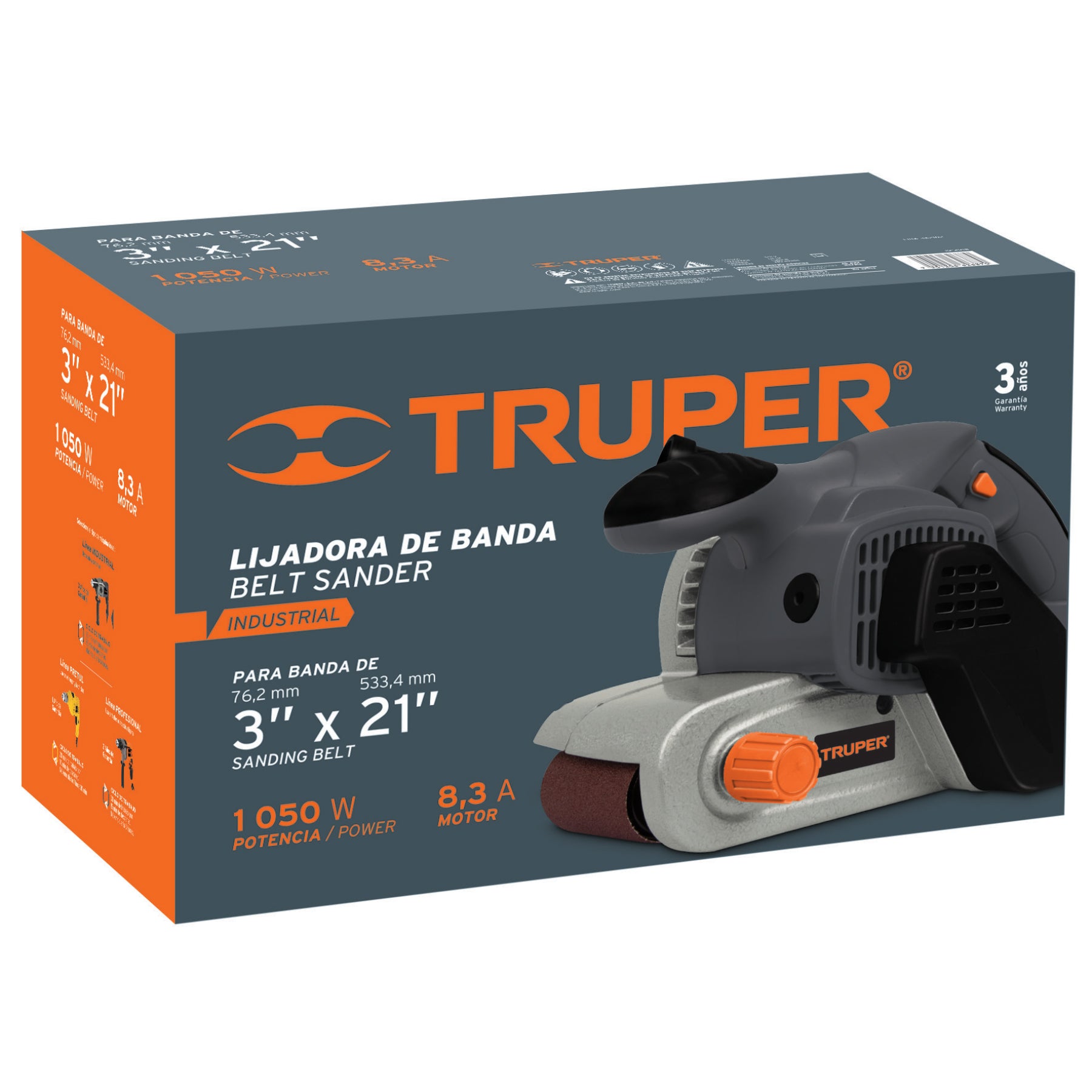 Lijadora de banda 3 x 21", industrial, 1050 W