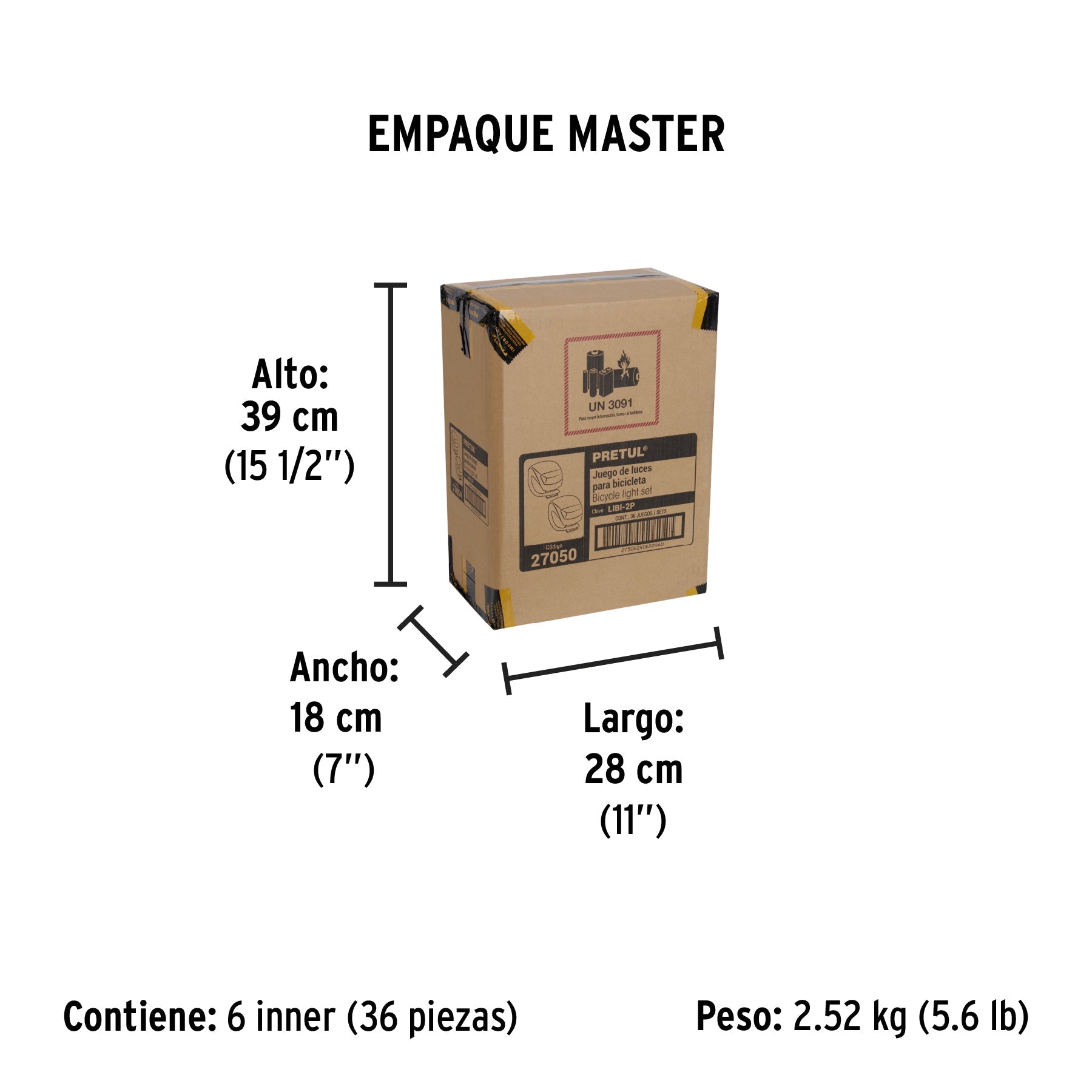 Juego de linterna trasera y delantera para bicicleta, PRETUL - Empaque