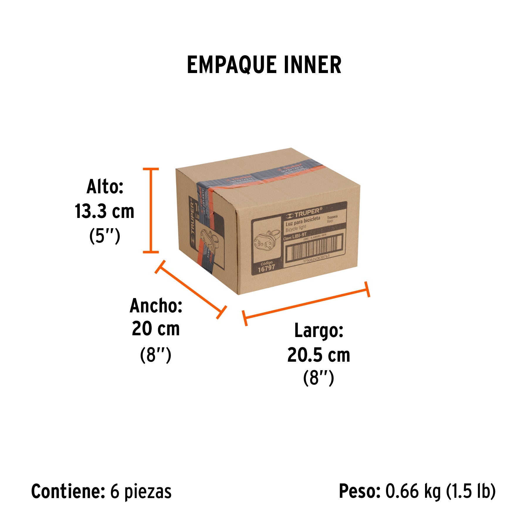 Linterna trasera para bicicleta 9 LEDs con 2 pilas AAA - Empaque