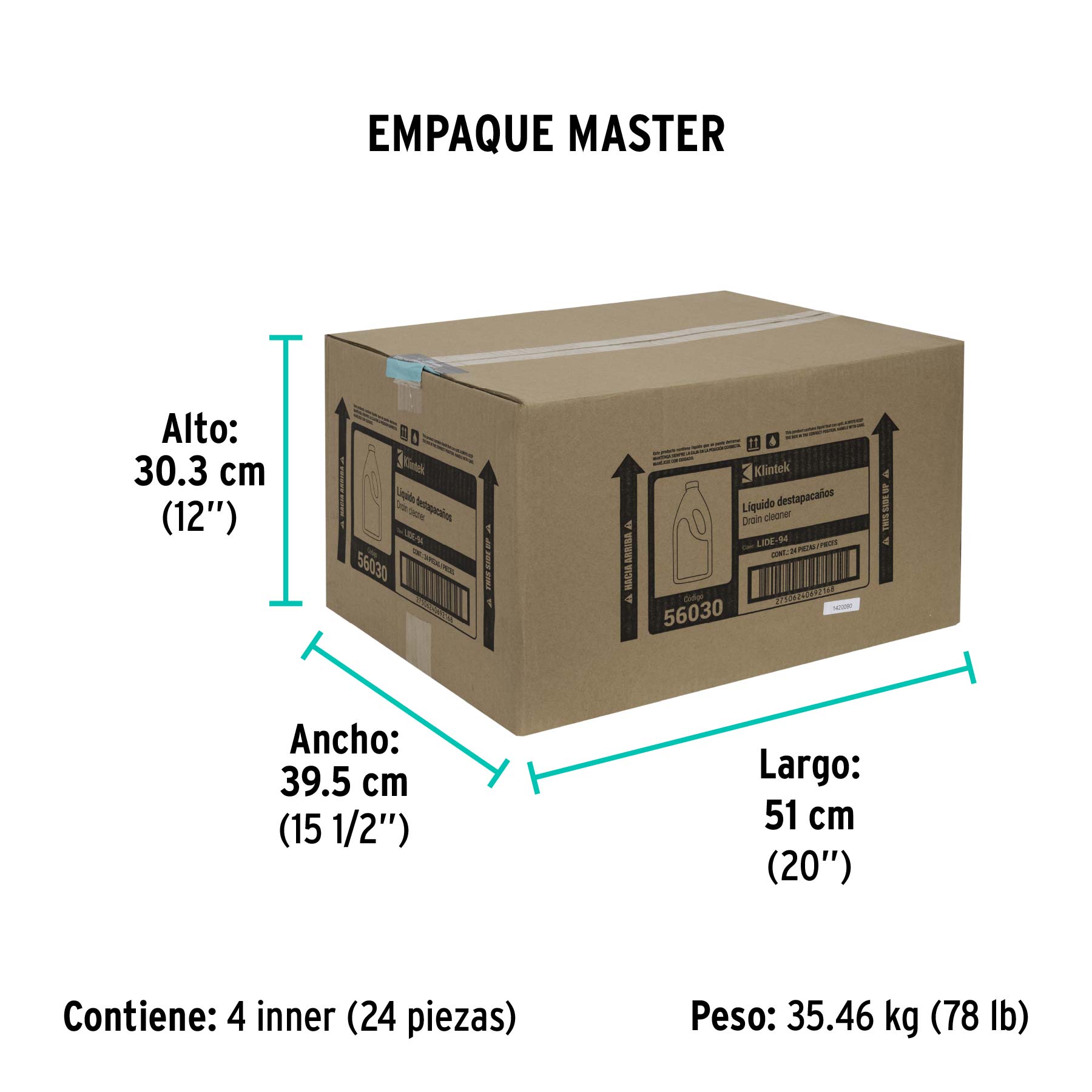 Líquido destapacaños de 1 L, KLINTEK - Empaque