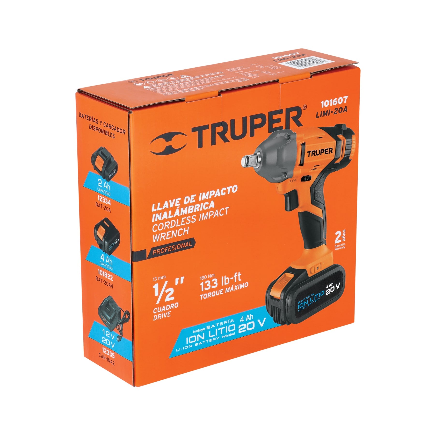Llave de impacto 1/2", 20V, 133 lb/ft, 1 batería 4Ah, PRO