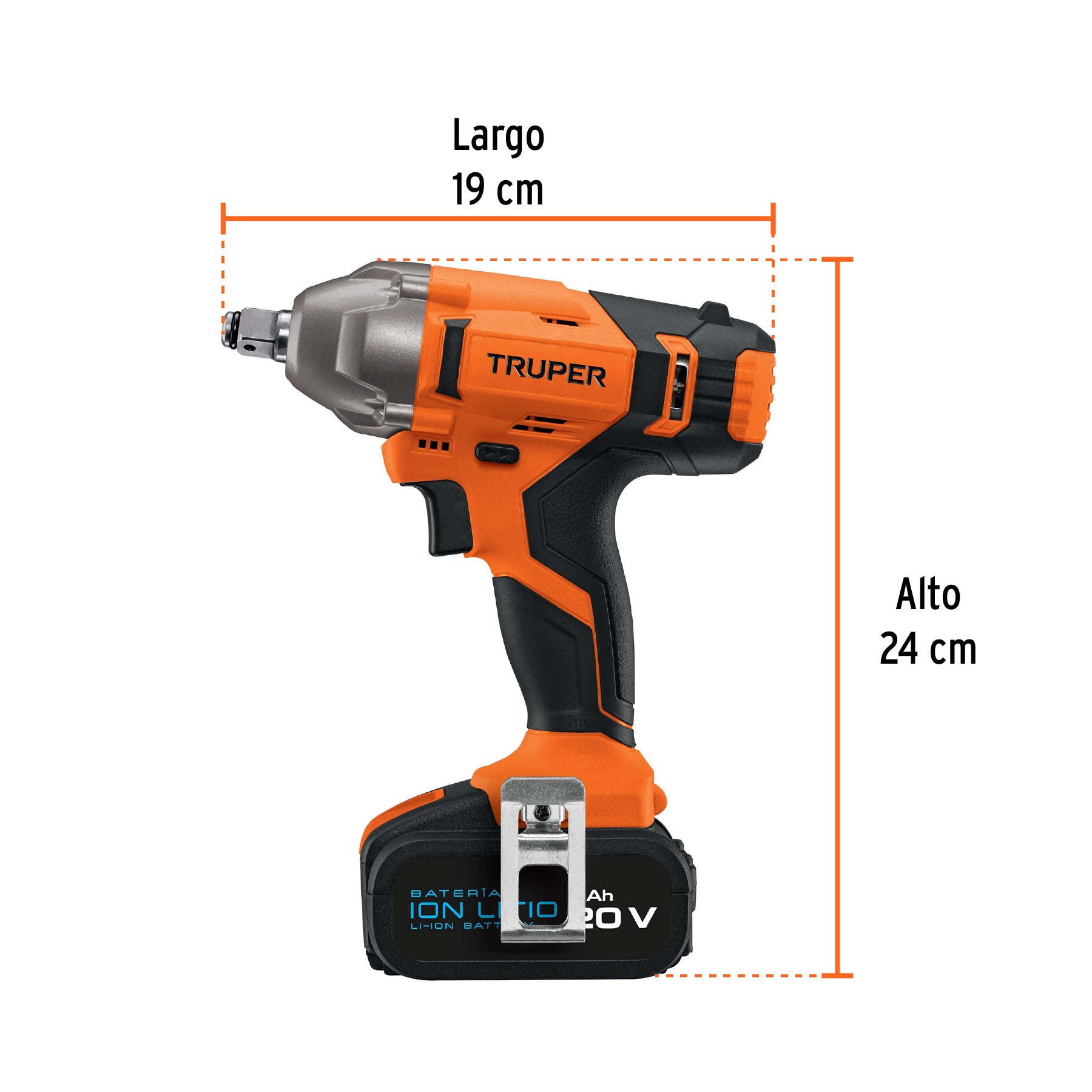 Llave de impacto 1/2", 20V, 133 lb/ft, 1 batería 4Ah, PRO