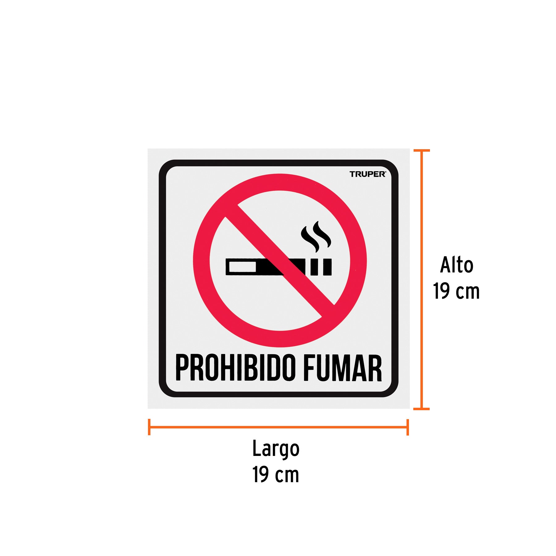 Letrero de señalización "NO FUMAR", 19 x 19 cm, TRUPER