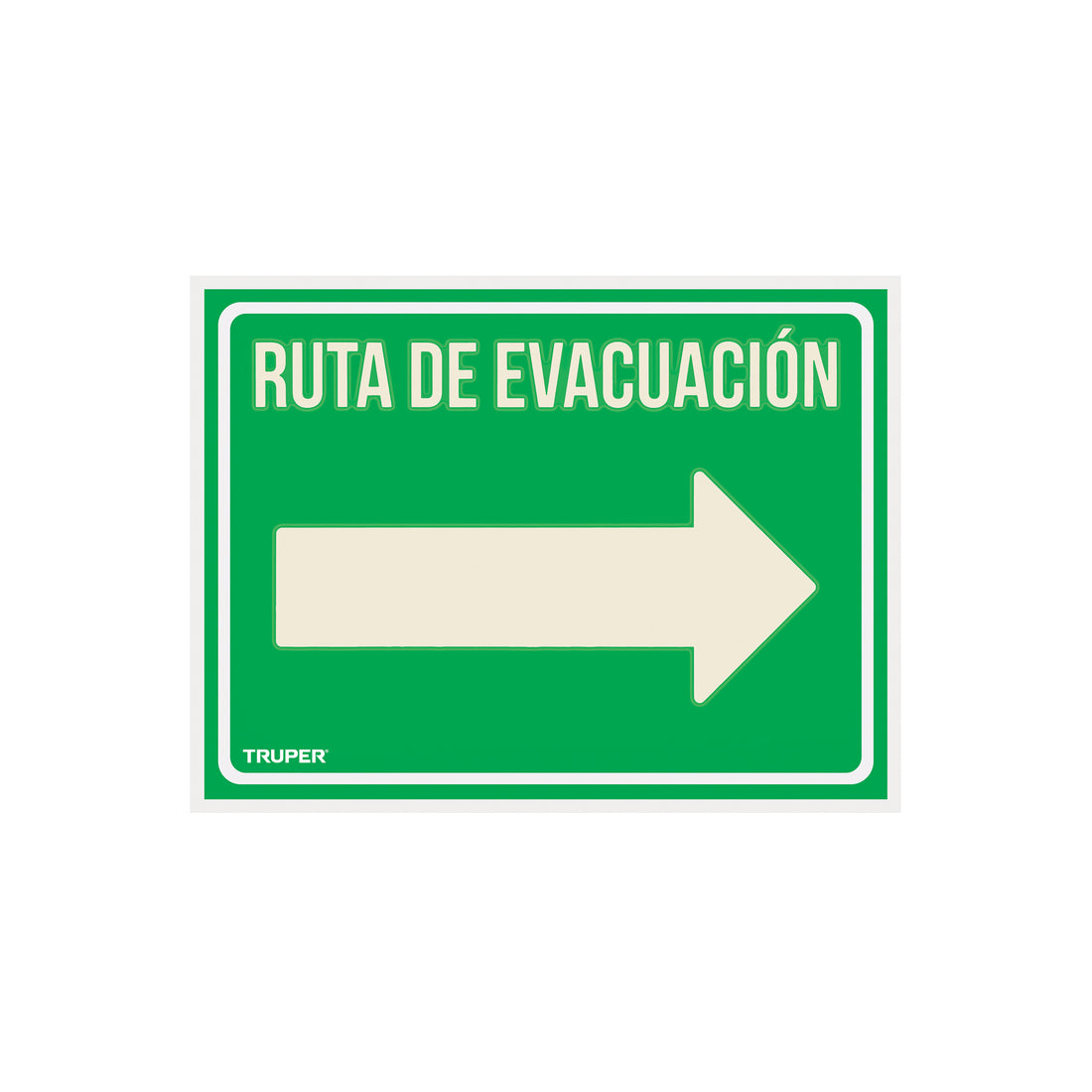 Letrero de señalización "RUTA EVACUACIÓN DERECHA",21 x 28 cm