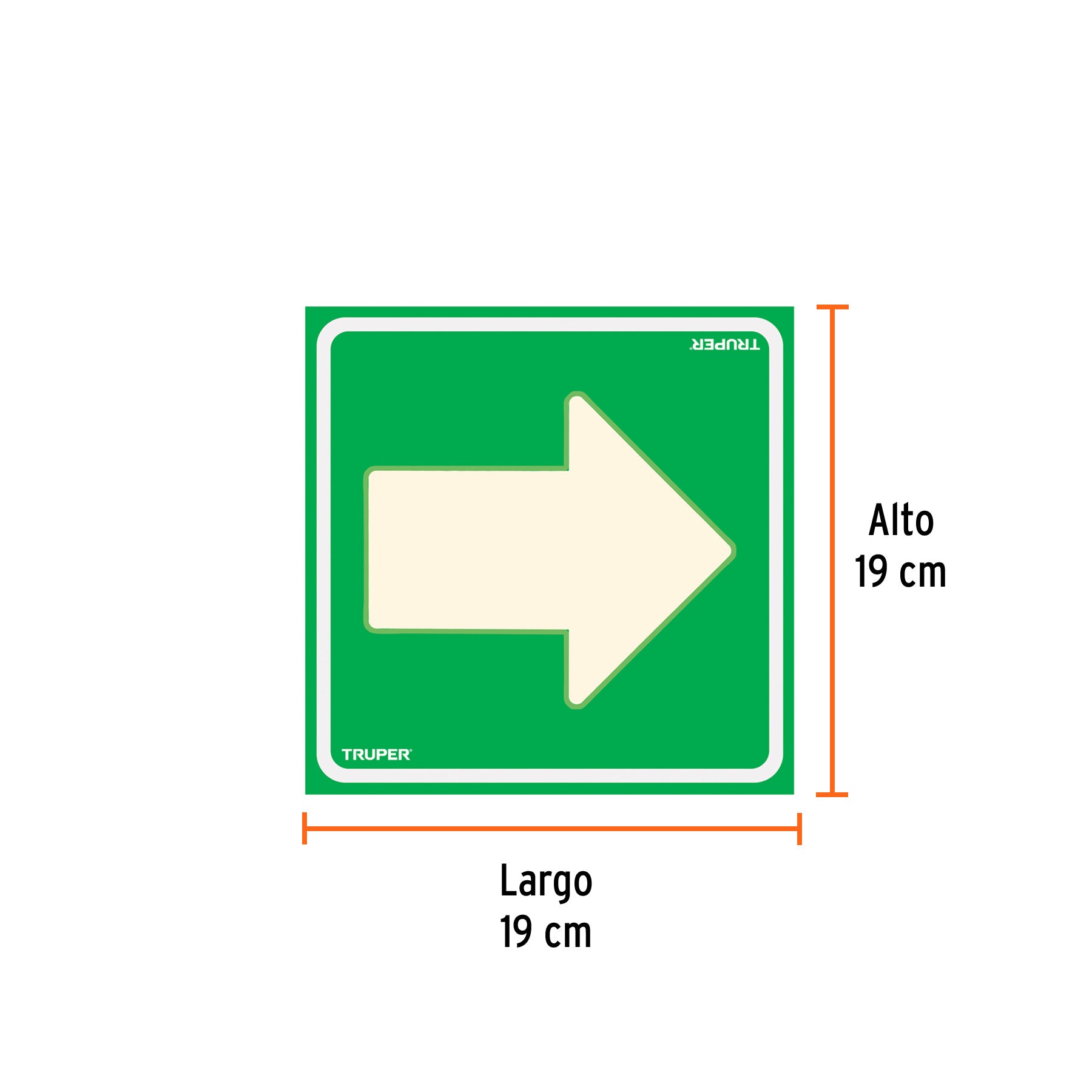 Letrero de señalización "FLECHA", 19 x 19 cm, TRUPER