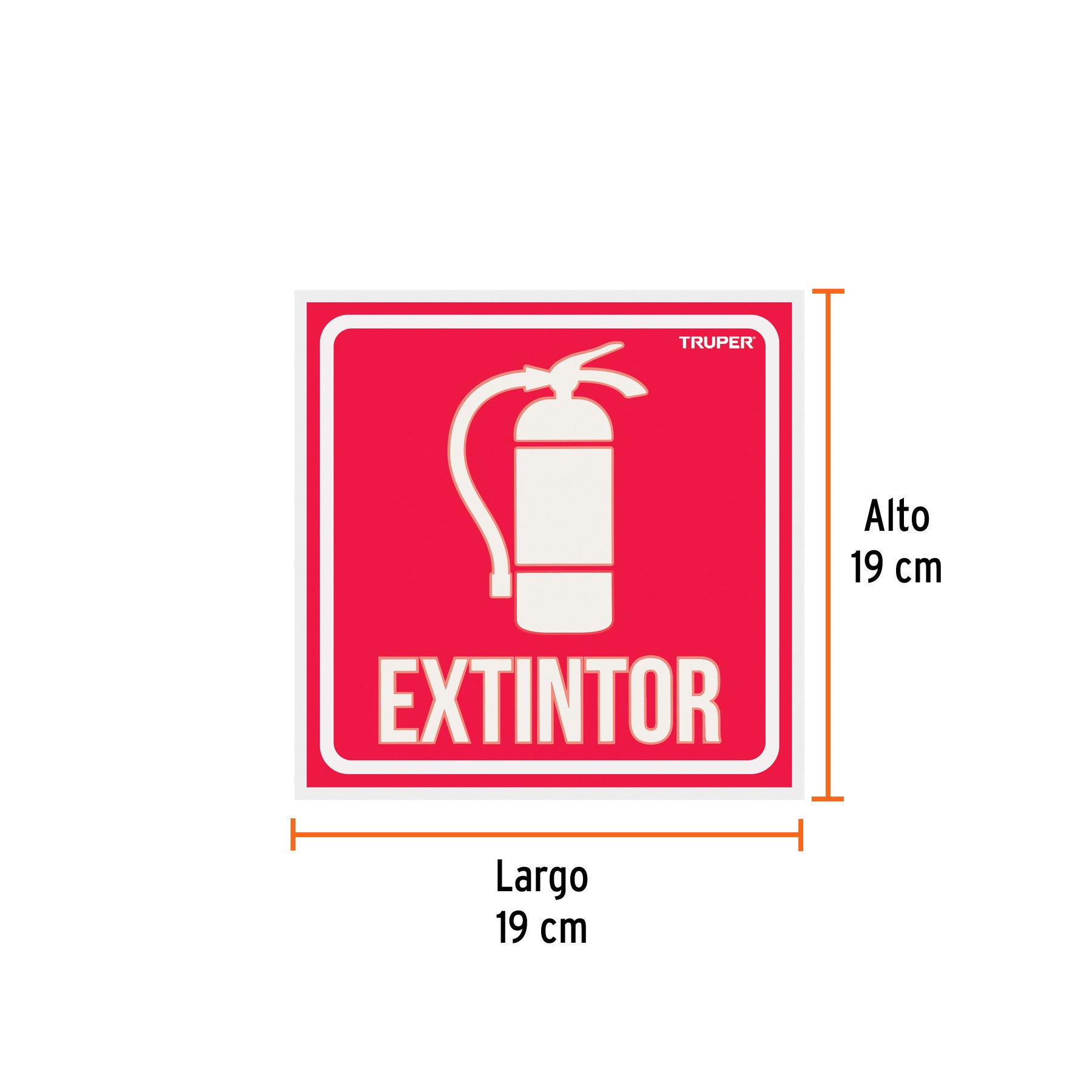 Letrero de señalización "EXTINTOR", 19 x 19 cm, TRUPER