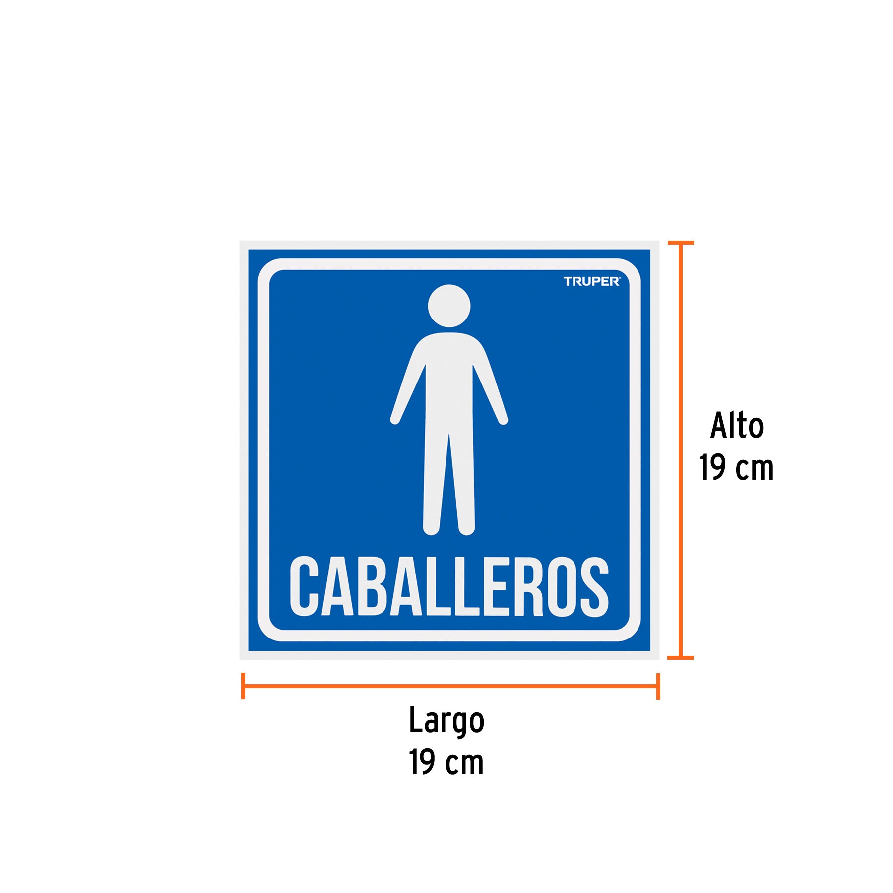 Letrero de señalización "CABALLEROS", 19 x 19 cm, TRUPER