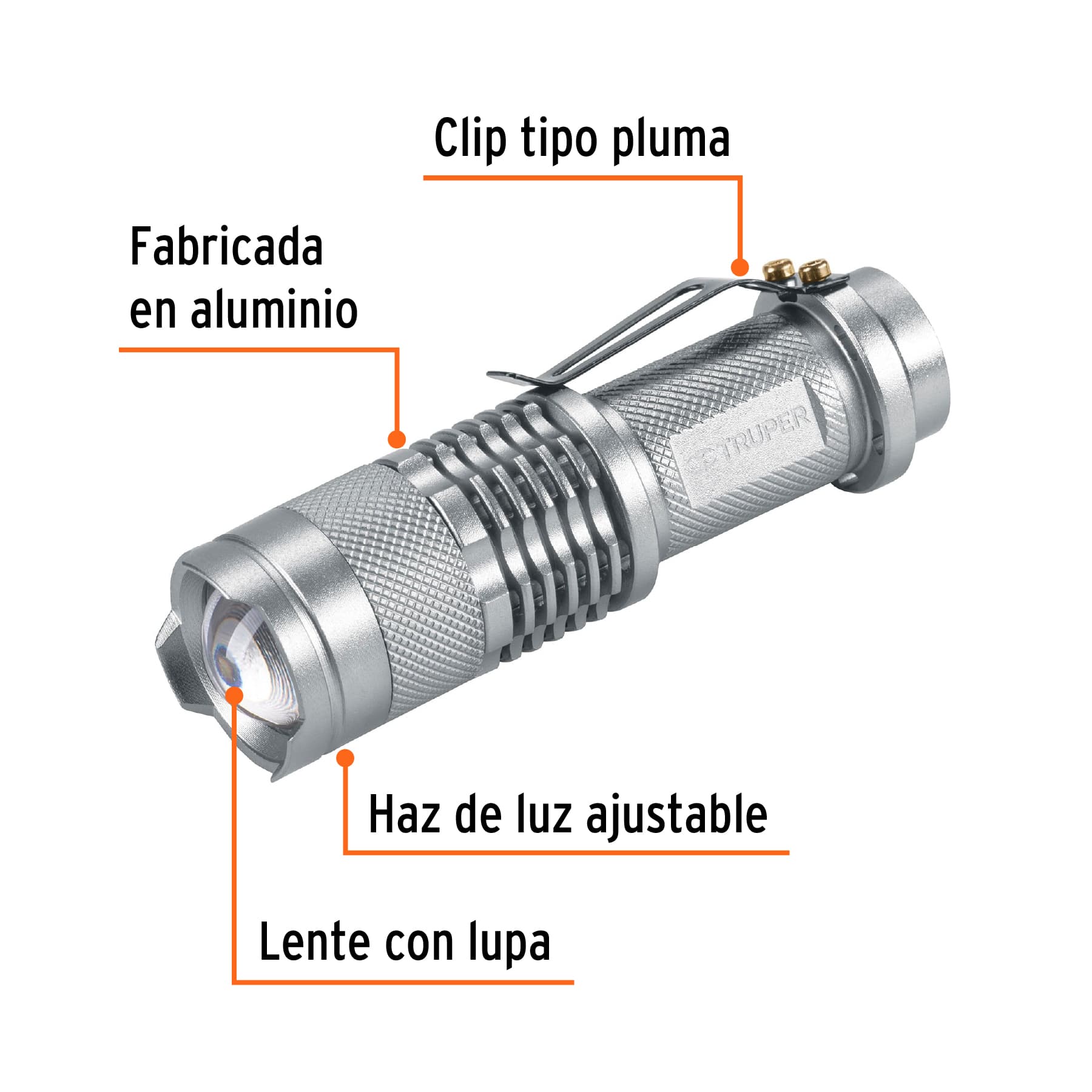 Linterna de aluminio 1 LED de 40 lm con 1 pila AA, TRUPER