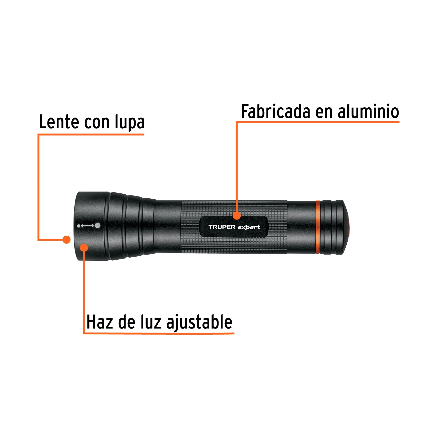 Linterna de aluminio LED Cree 500 lm con 2 pilas D, EXPERT