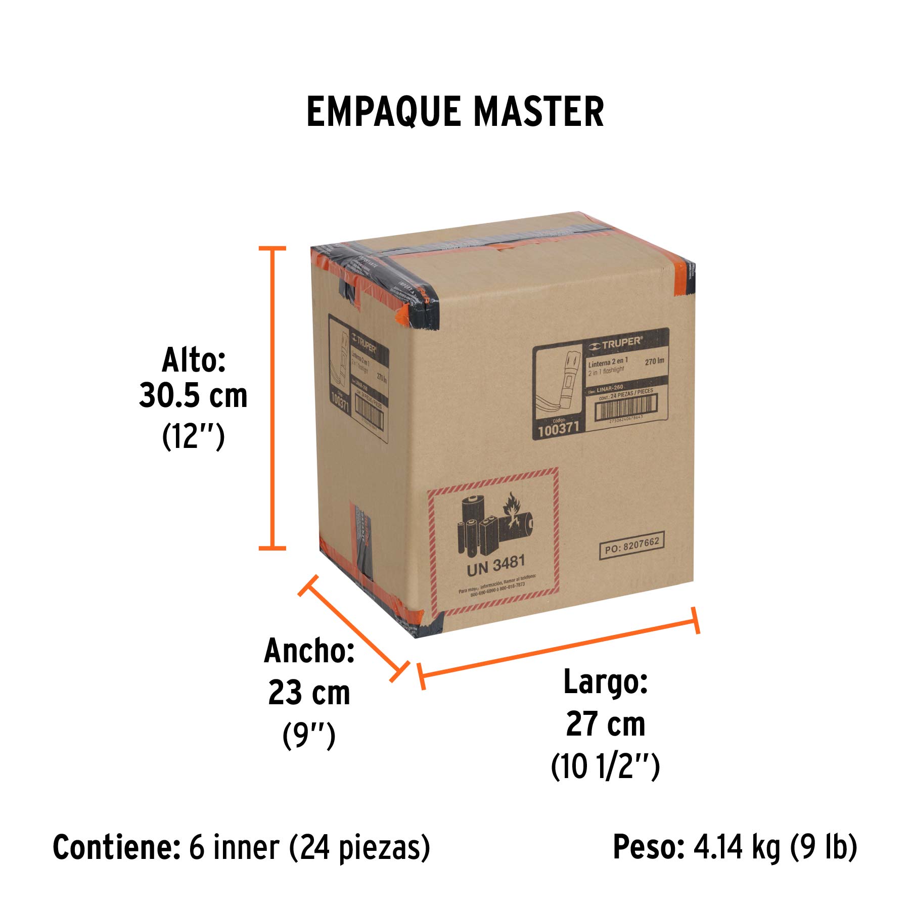 Linterna de 1 LED 270 lm con luz de emergencia, recargable - Empaque