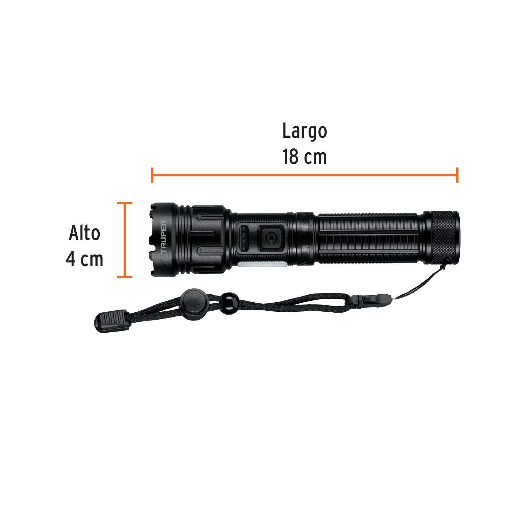 Linterna LED recargable c/luz de emergencia, 410 lm, TRUPER