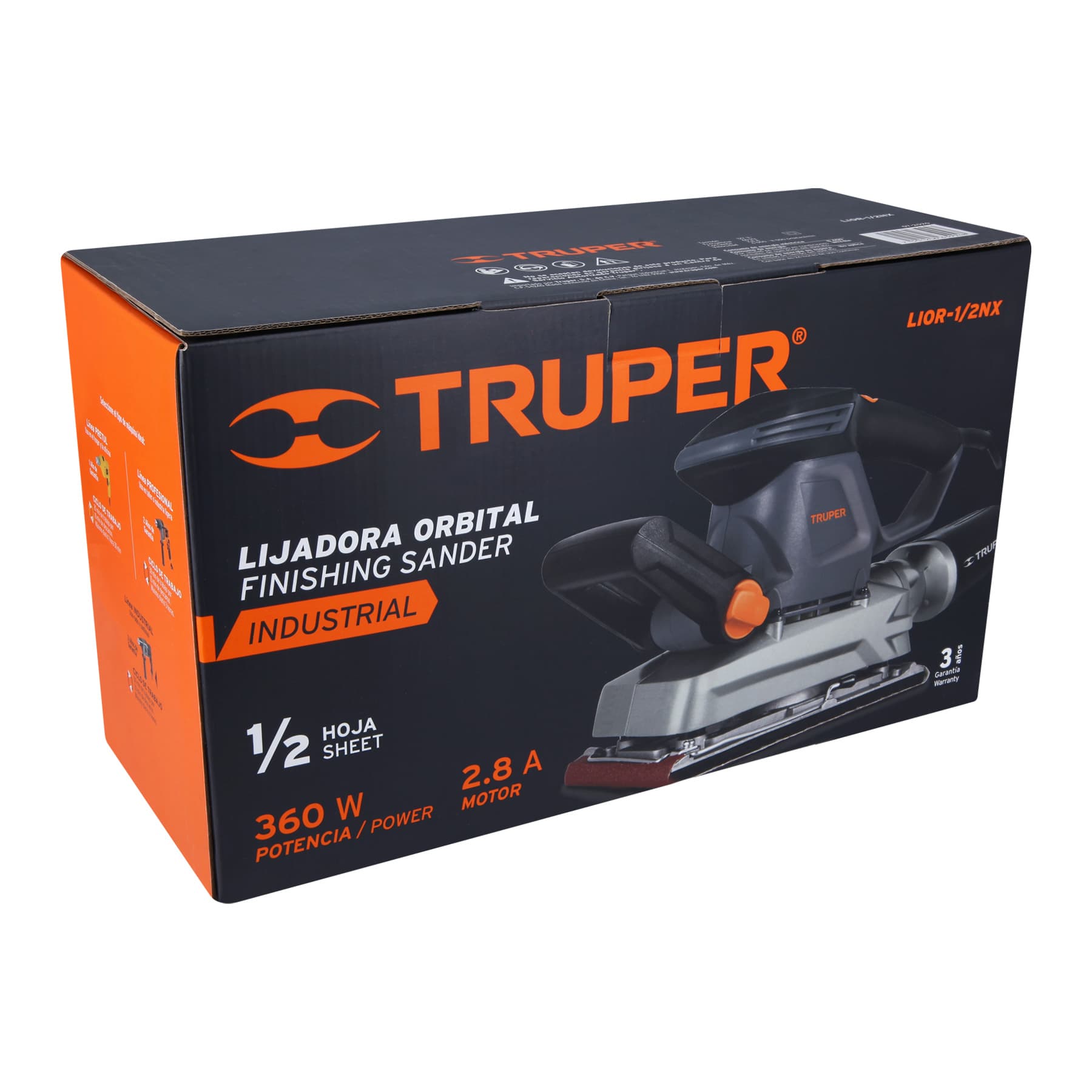 Lijadora orbital 1/2 hoja 360 W, TRUPER INDUSTRIAL