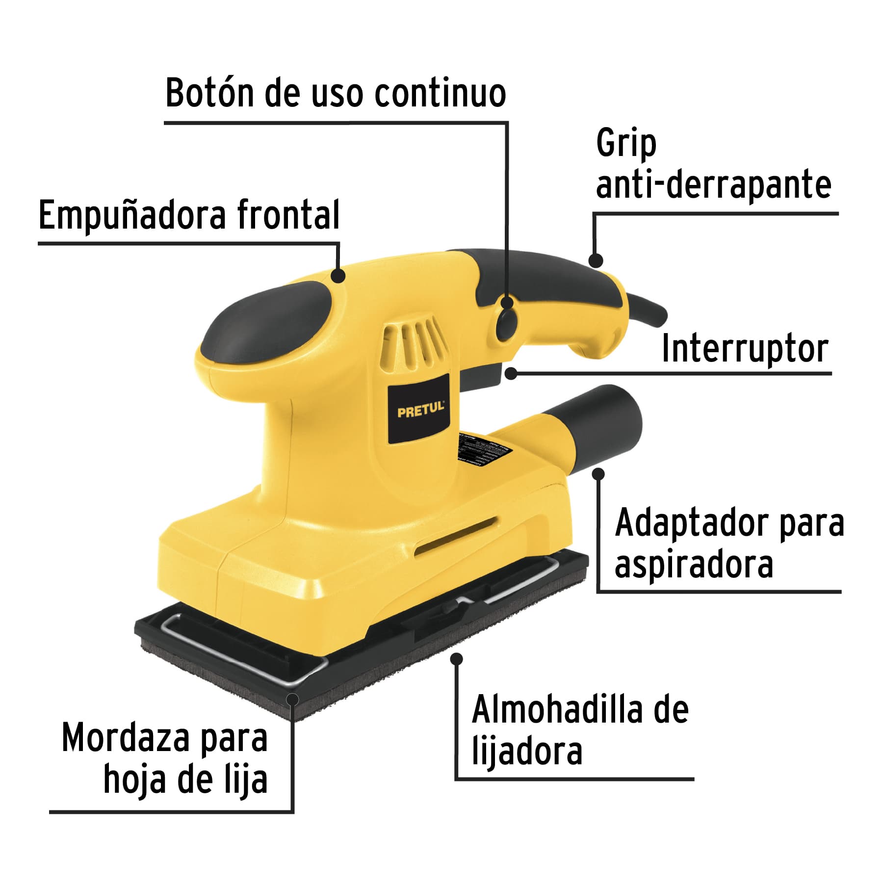 Lijadora orbital, 1/3 hoja, 150 W, PRETUL