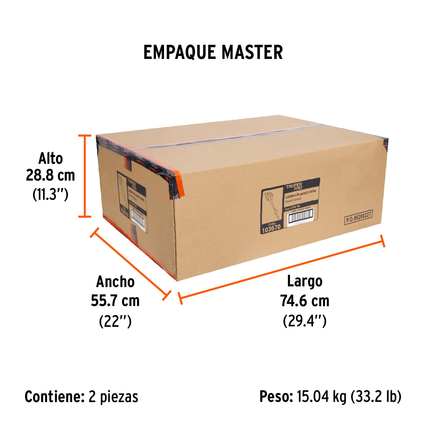 Lijadora de pared y techo 9" 750W, profesional, TRUPER PRO - Empaque