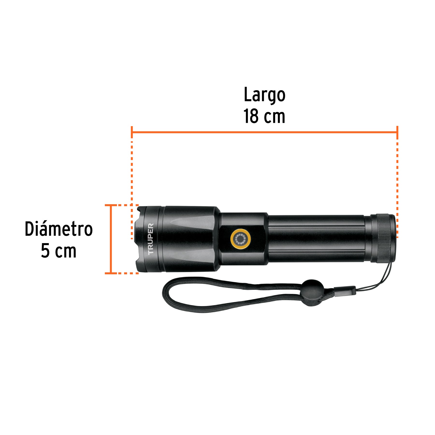 Linterna LED recargable, de aluminio, 1,200 lm, TRUPER