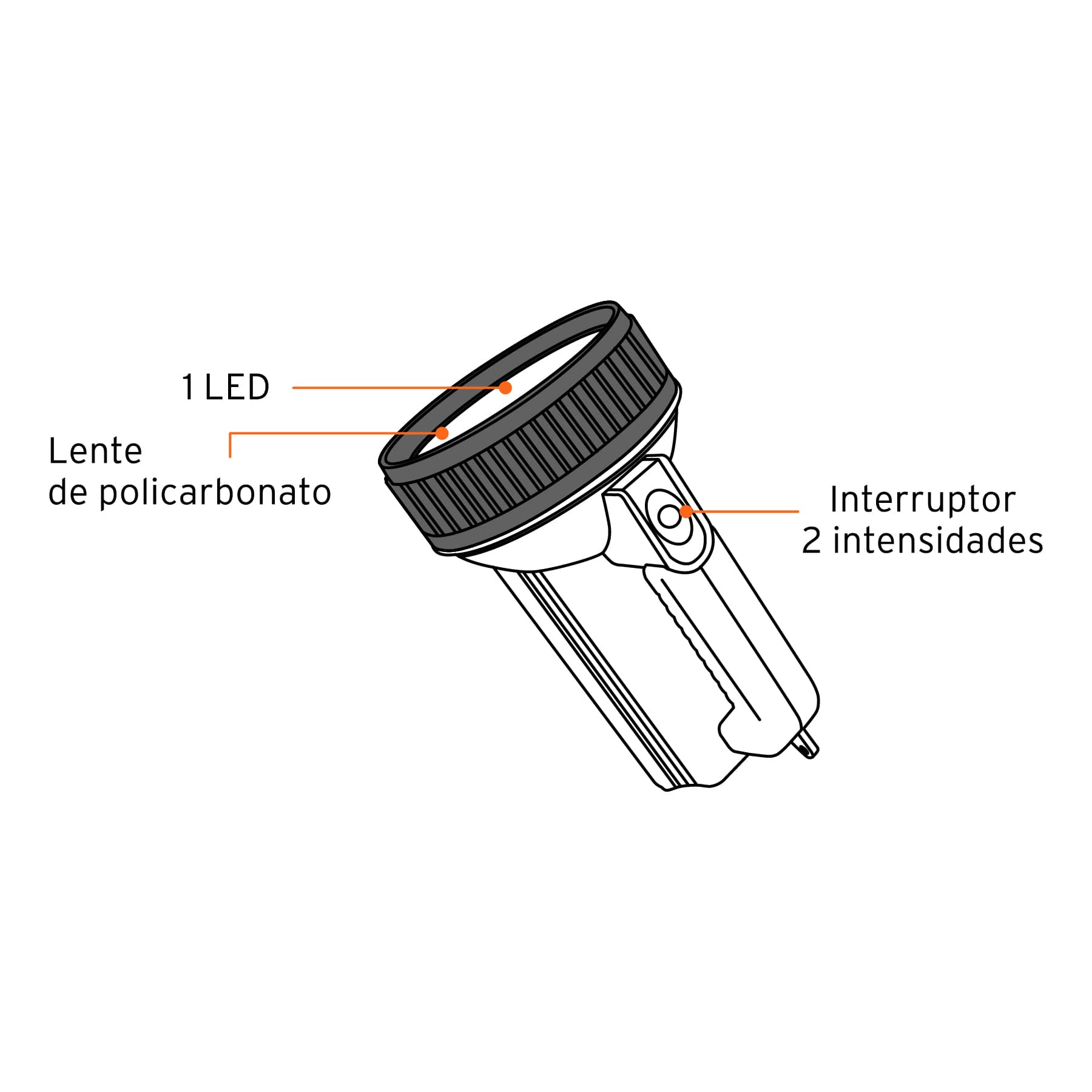 Linterna recargable, Leds, 230 lúmenes