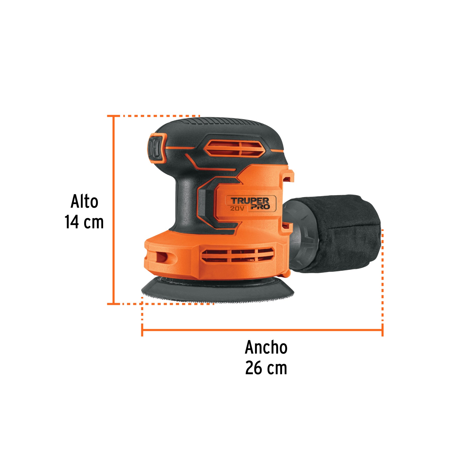 Lijadora roto-orbital 5", 20V, sin accesorios, TRUPER PRO