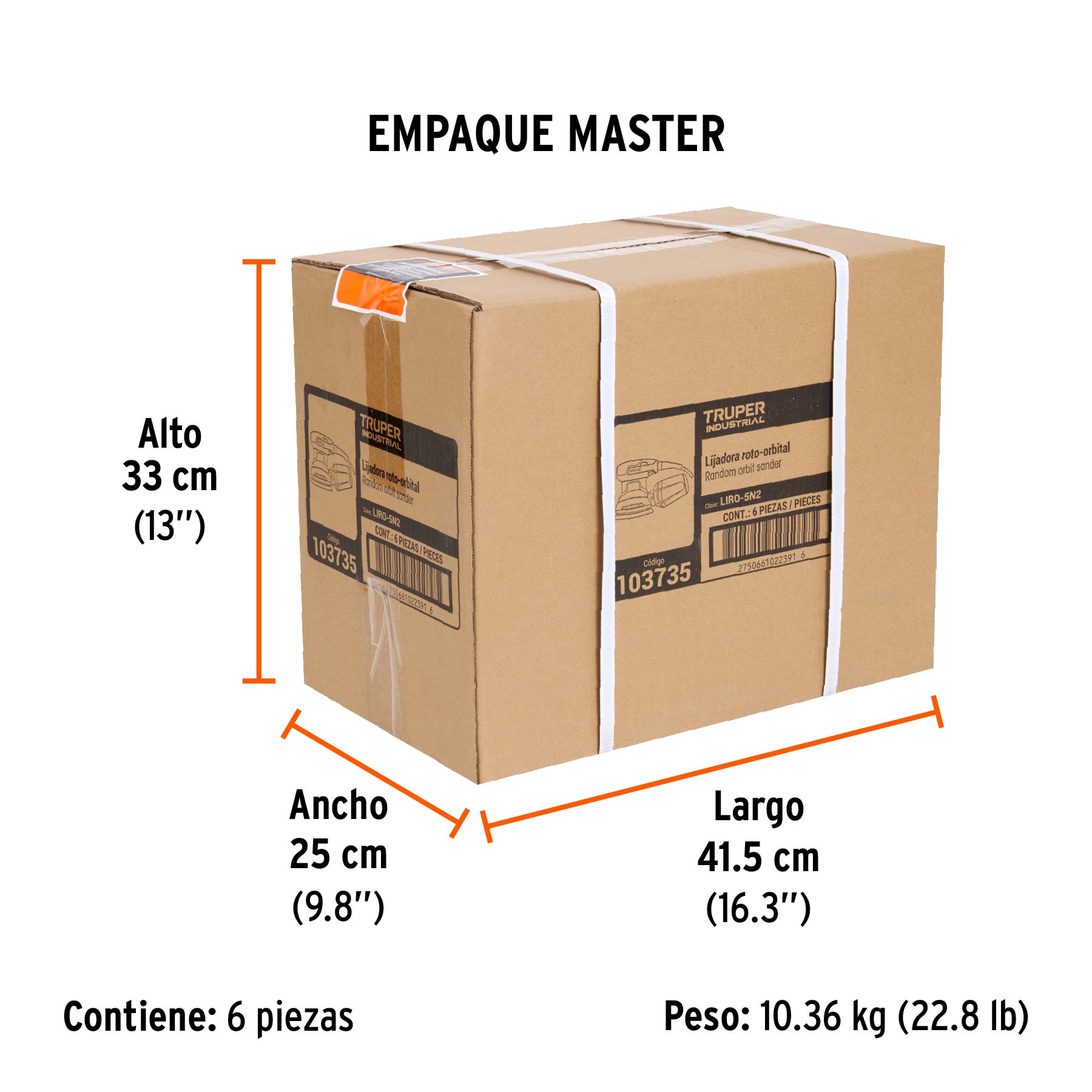 Lijadora roto orbital 5", 260W, TRUPER INDUSTRIAL - Empaque