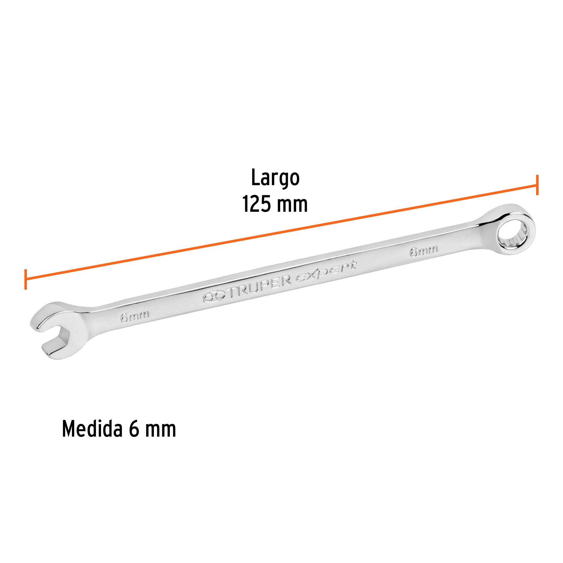Llave combinada extralarga 6 mm x 125 mm de largo, EXPERT