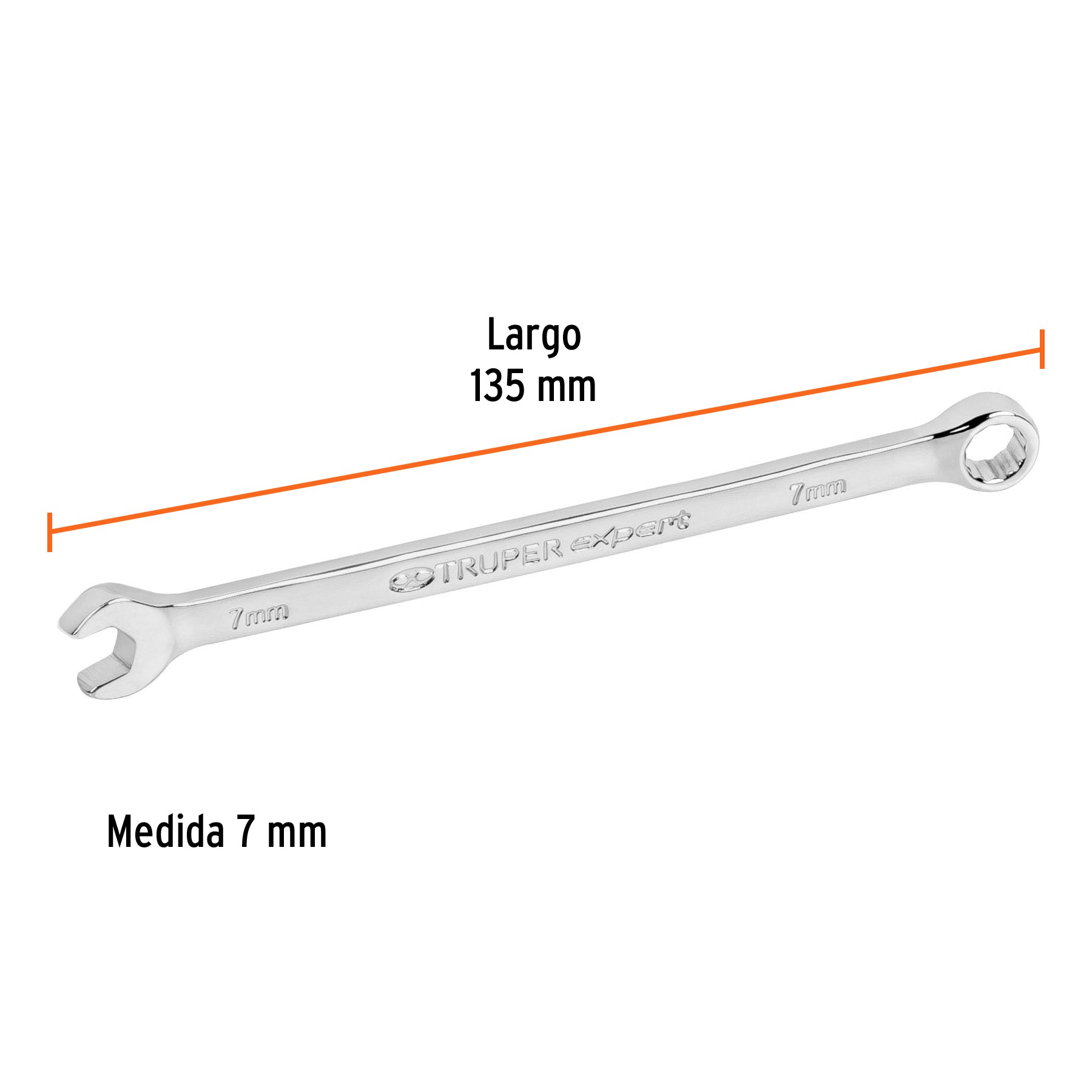 Llave combinada extralarga 7 mm x 135 mm de largo, EXPERT