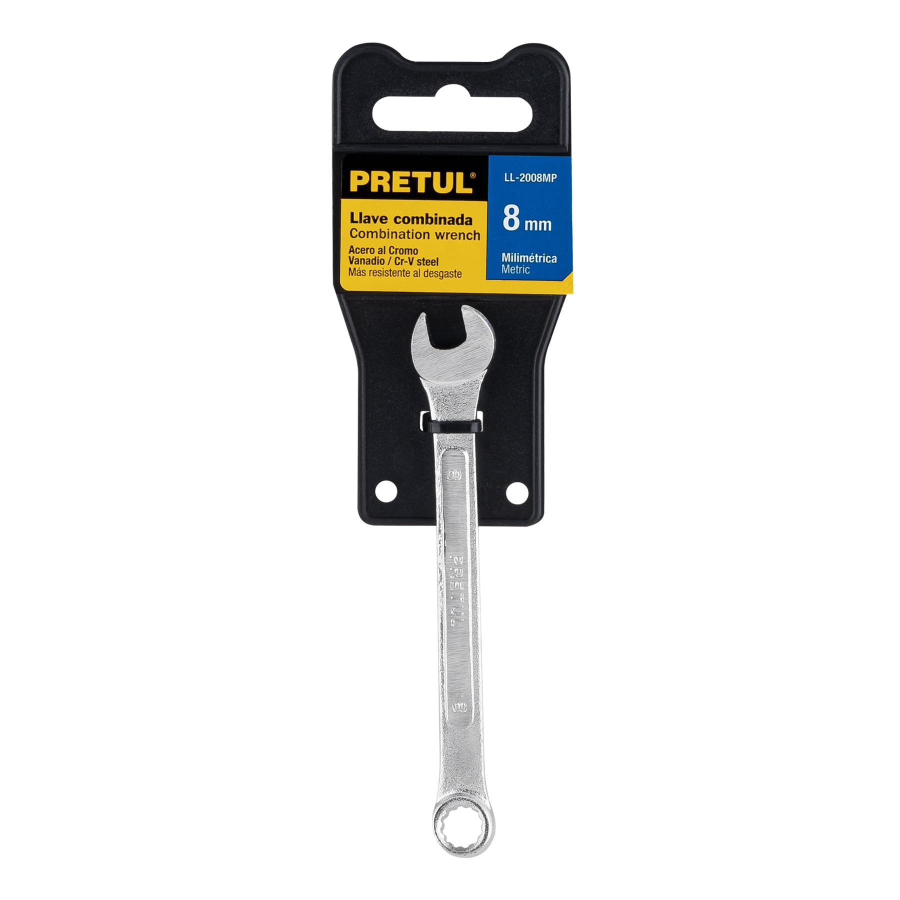 Llave combinada 8 mm x 120 mm de largo, PRETUL