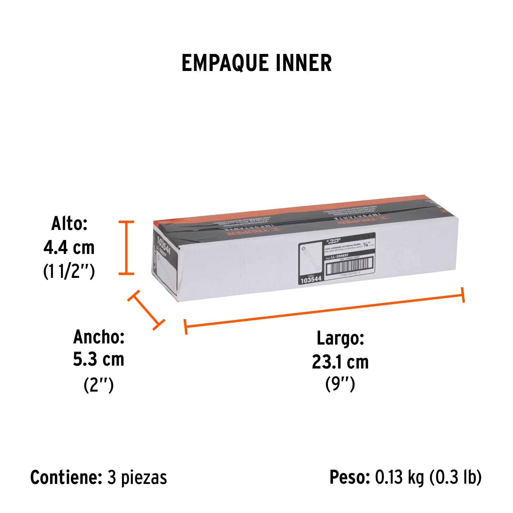 Llave combinada con matraca 1/4" flexible, EXPERT - Empaque