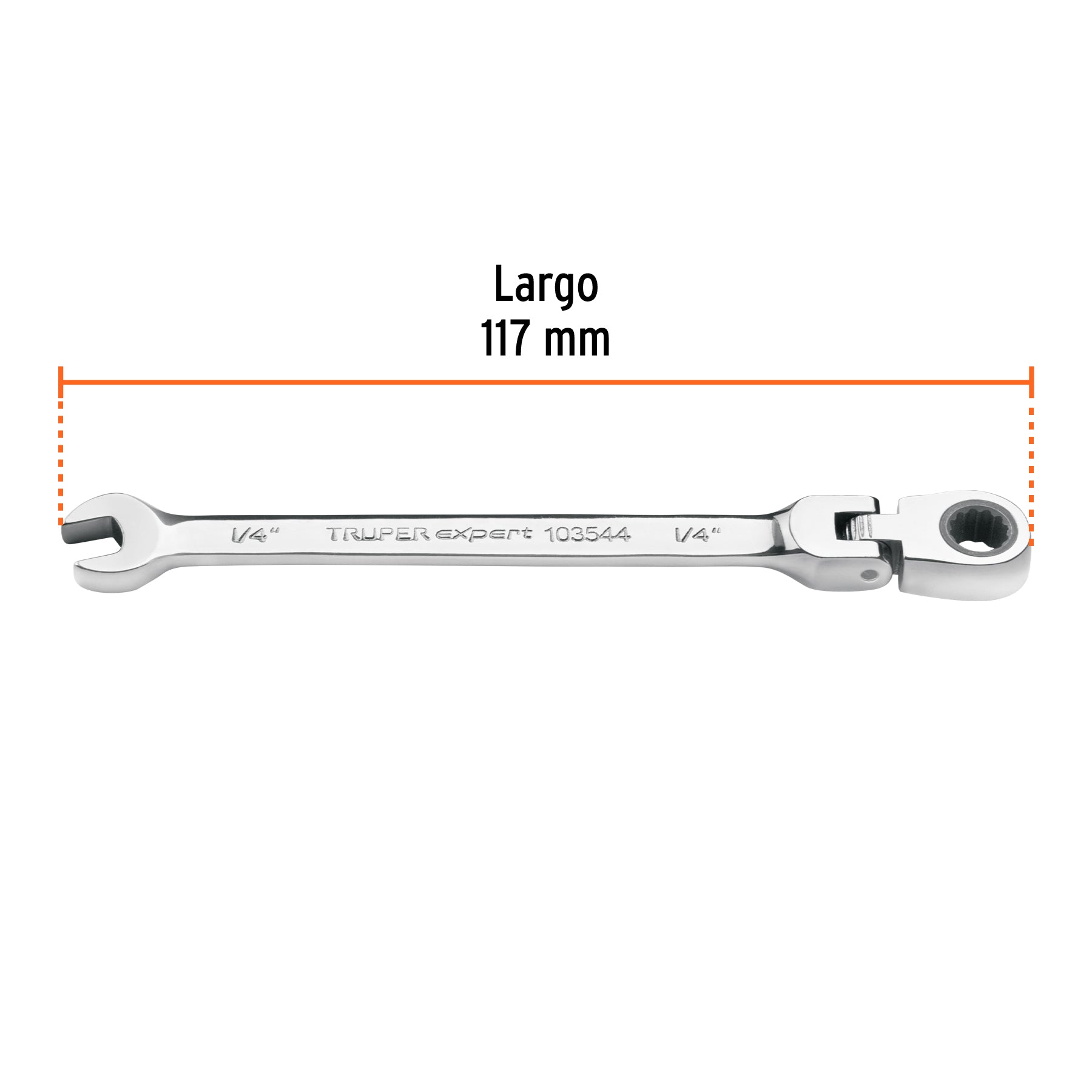 Llave combinada con matraca 1/4" flexible, EXPERT