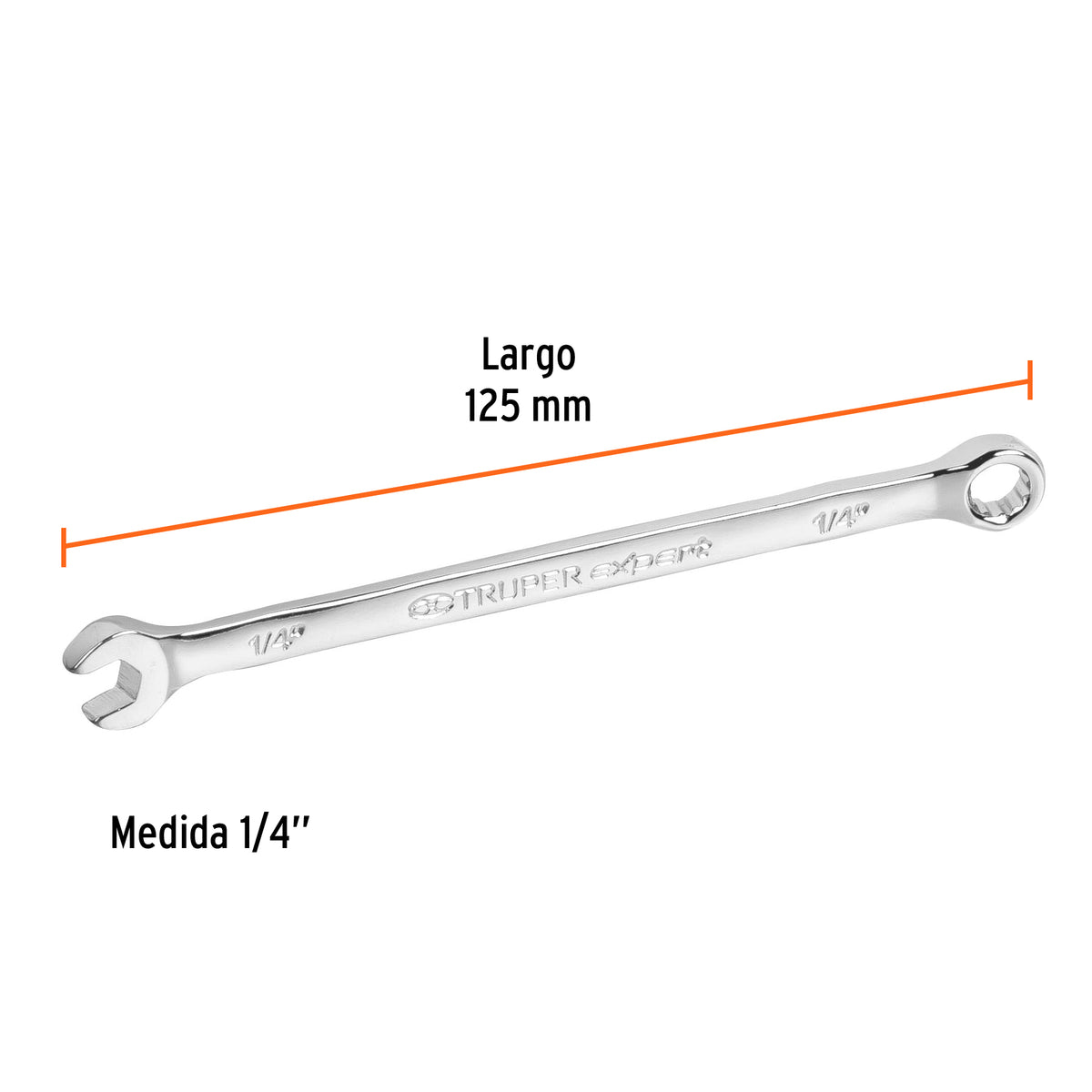Llave combinada extralarga 1/4" x 125 mm de largo, EXPERT
