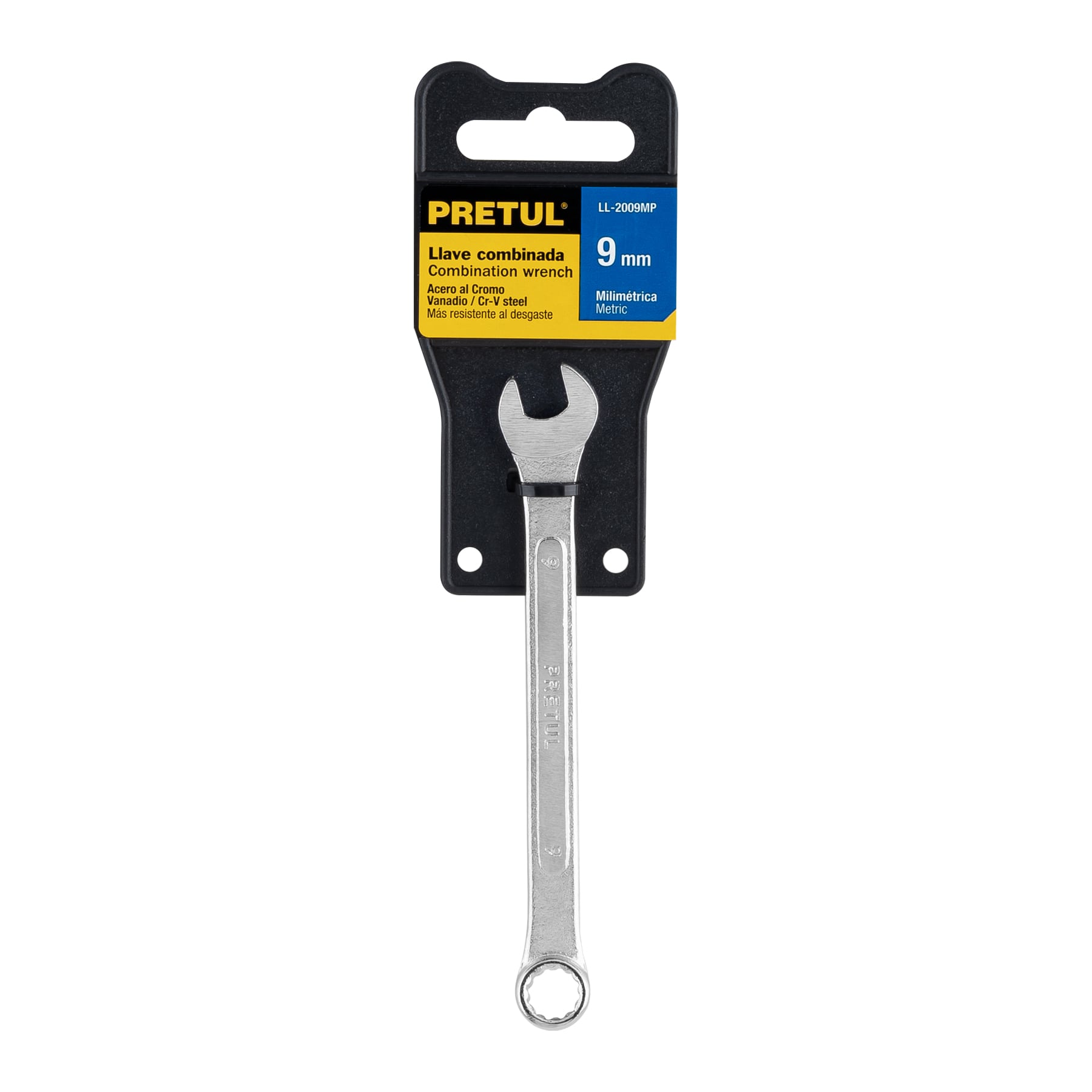 Llave combinada 9 mm x 130 mm de largo, PRETUL