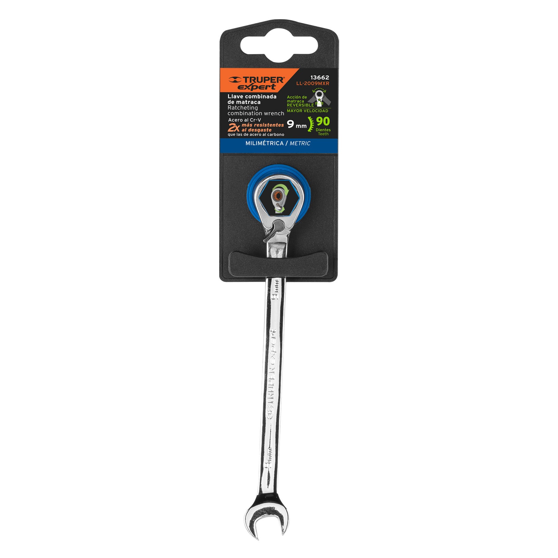 Llave combinada matraca reversible 9 mmx148 mm largo, EXPERT