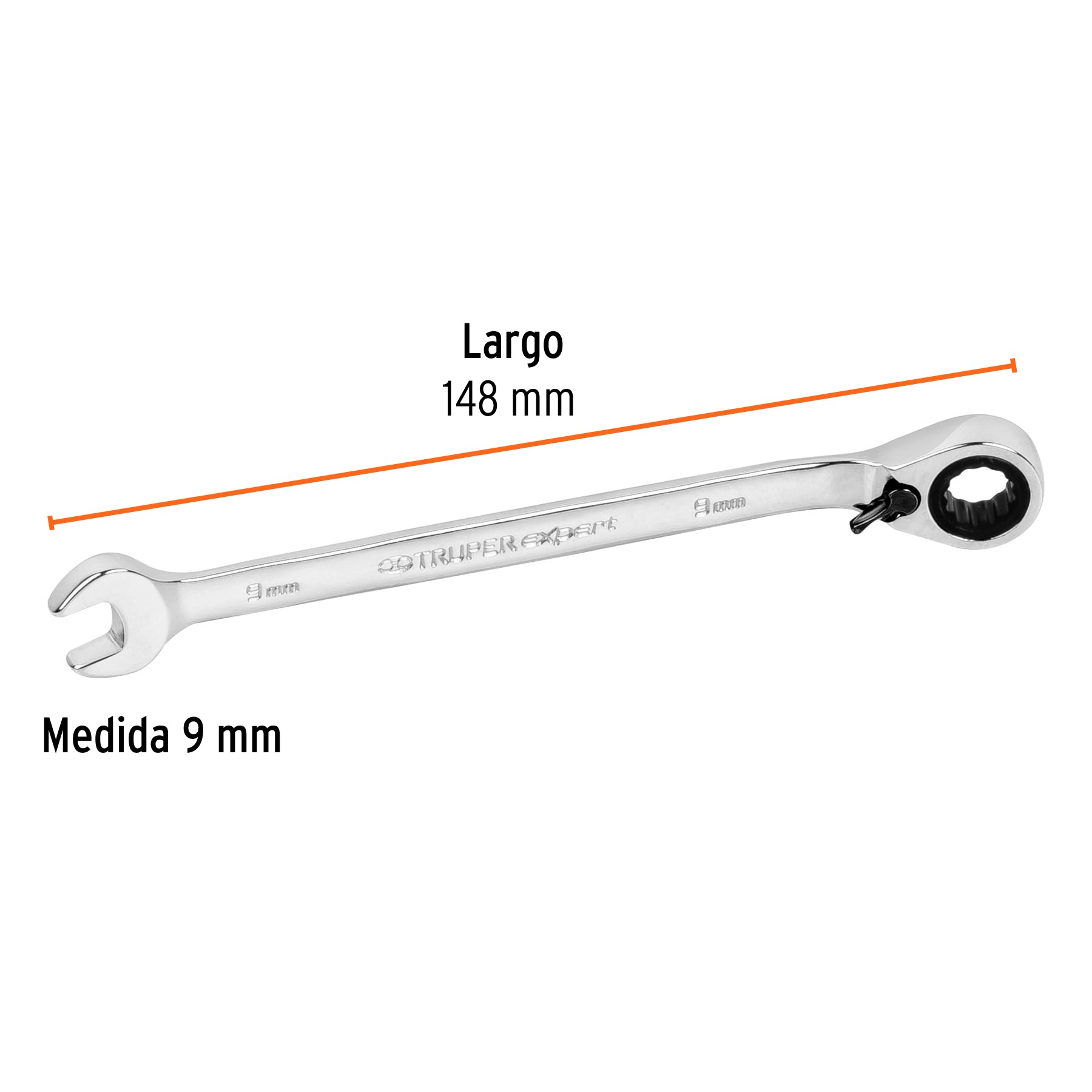 Llave combinada matraca reversible 9 mmx148 mm largo, EXPERT