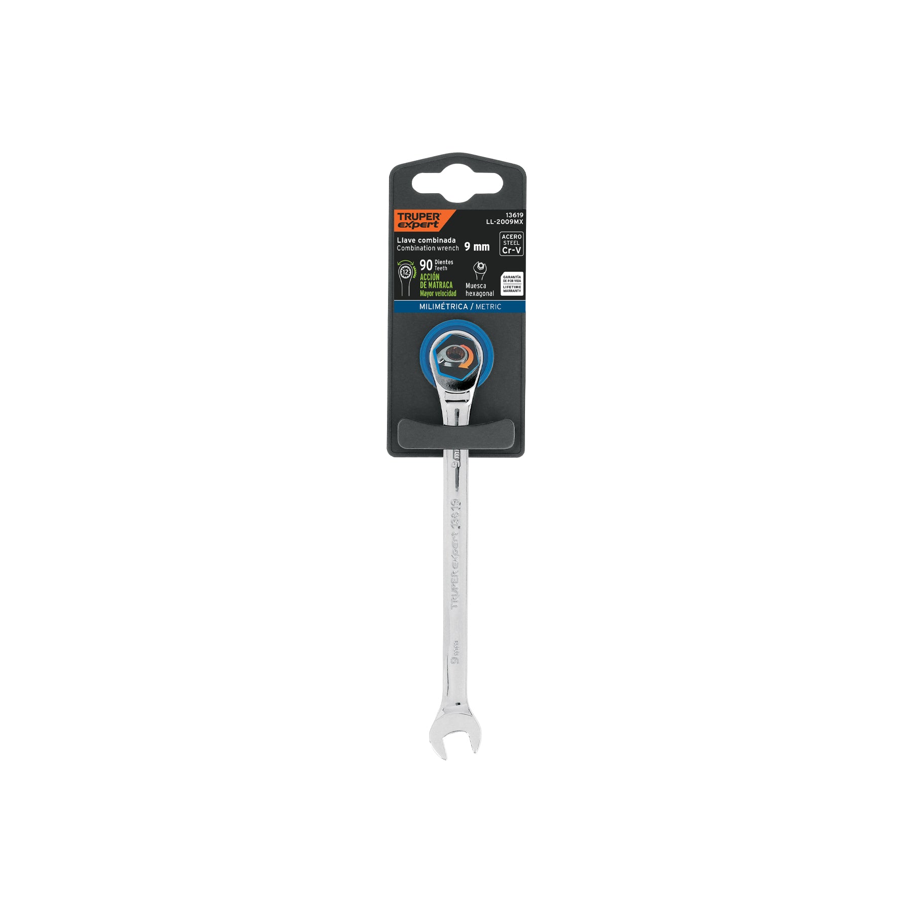 Llave combinada con matraca 9 mm x 146 mm largo, EXPERT