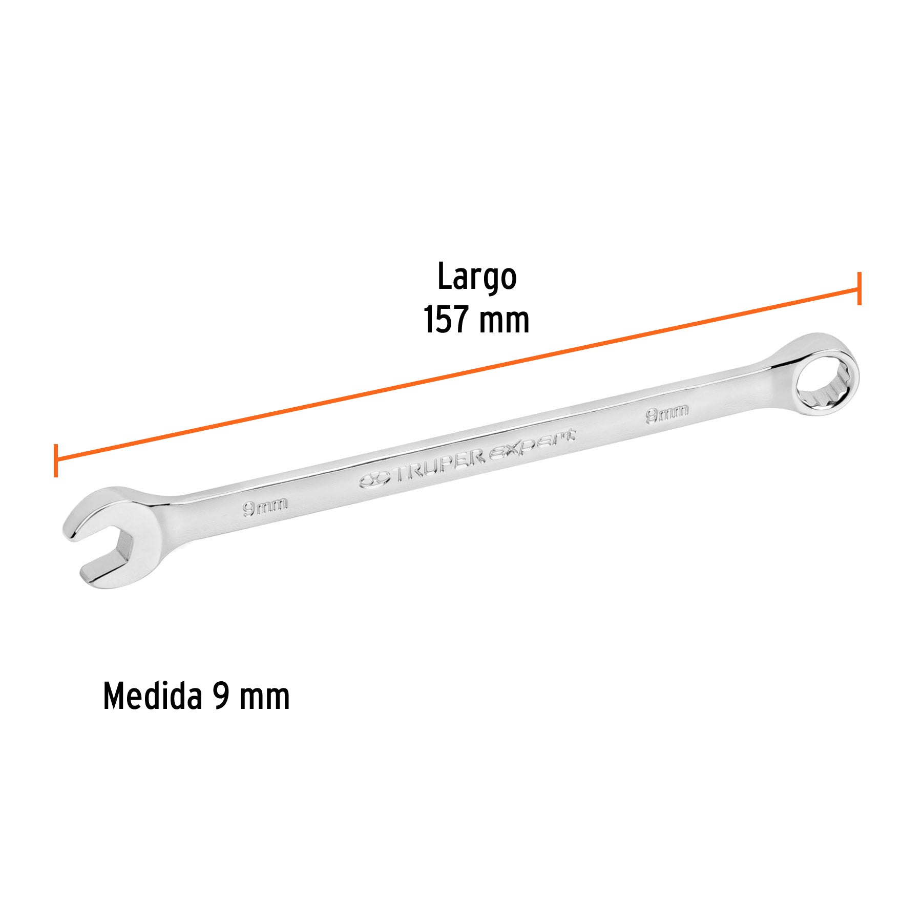 Llave combinada extralarga 9 mm x 157 mm de largo, EXPERT