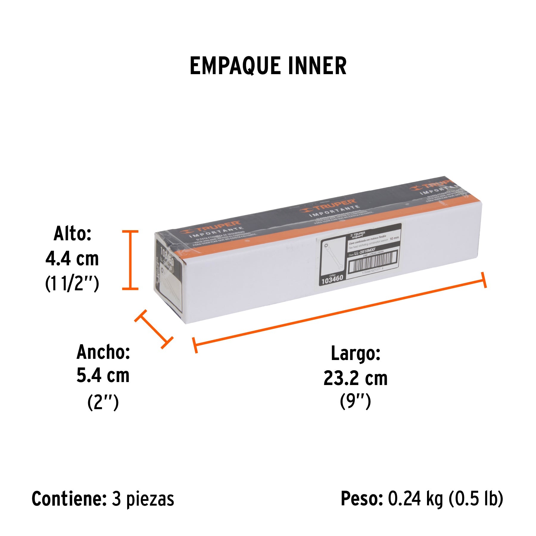 Llave combinada con matraca 10 mm flexible, EXPERT - Empaque