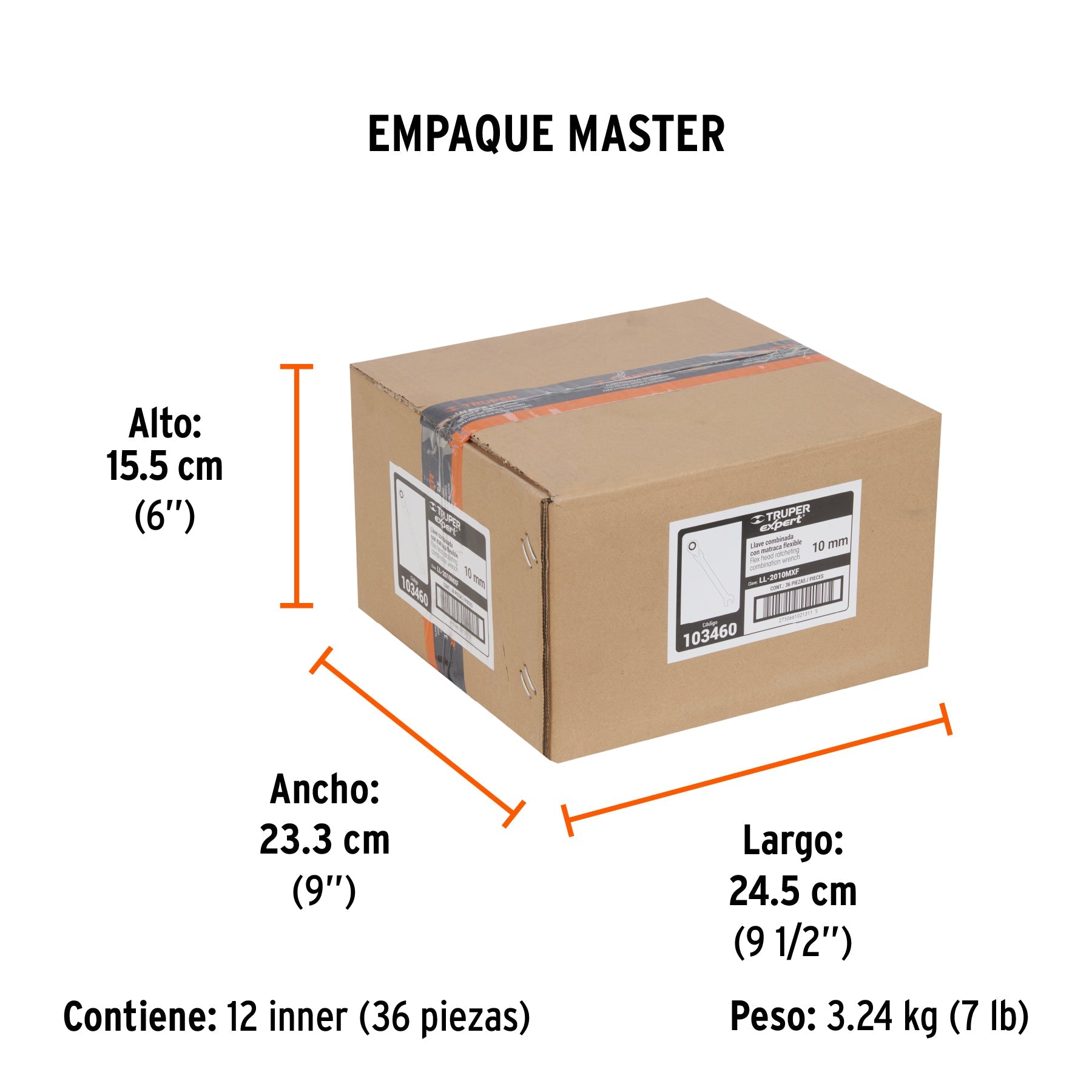 Llave combinada con matraca 10 mm flexible, EXPERT - Empaque