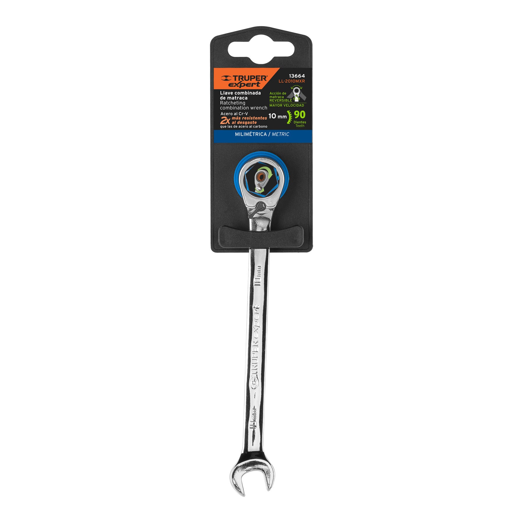 Llave combinada matraca reversible 10mmx154 mm largo, EXPERT