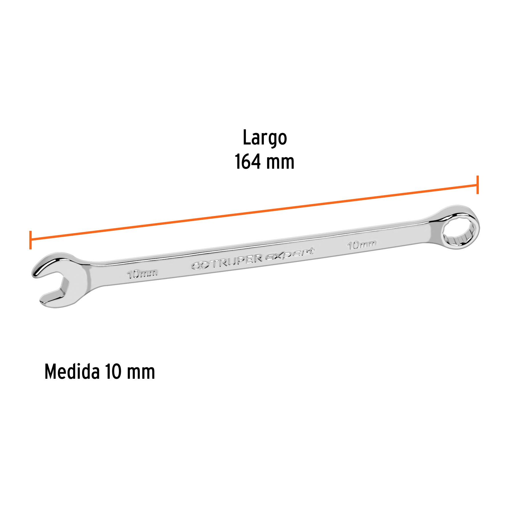Llave combinada extralarga 10 mm x 164 mm de largo, EXPERT