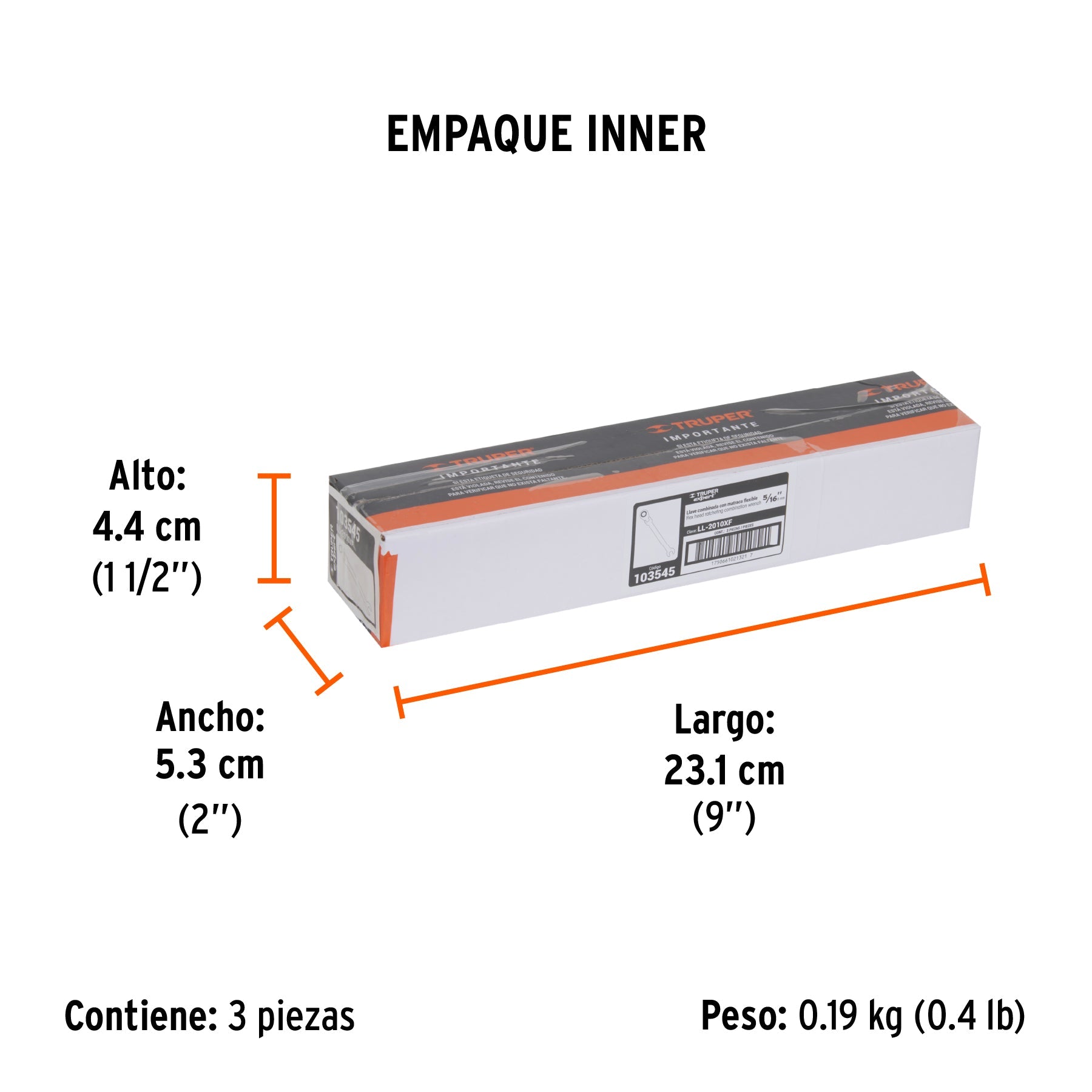 Llave combinada con matraca 5/16" flexible, EXPERT - Empaque