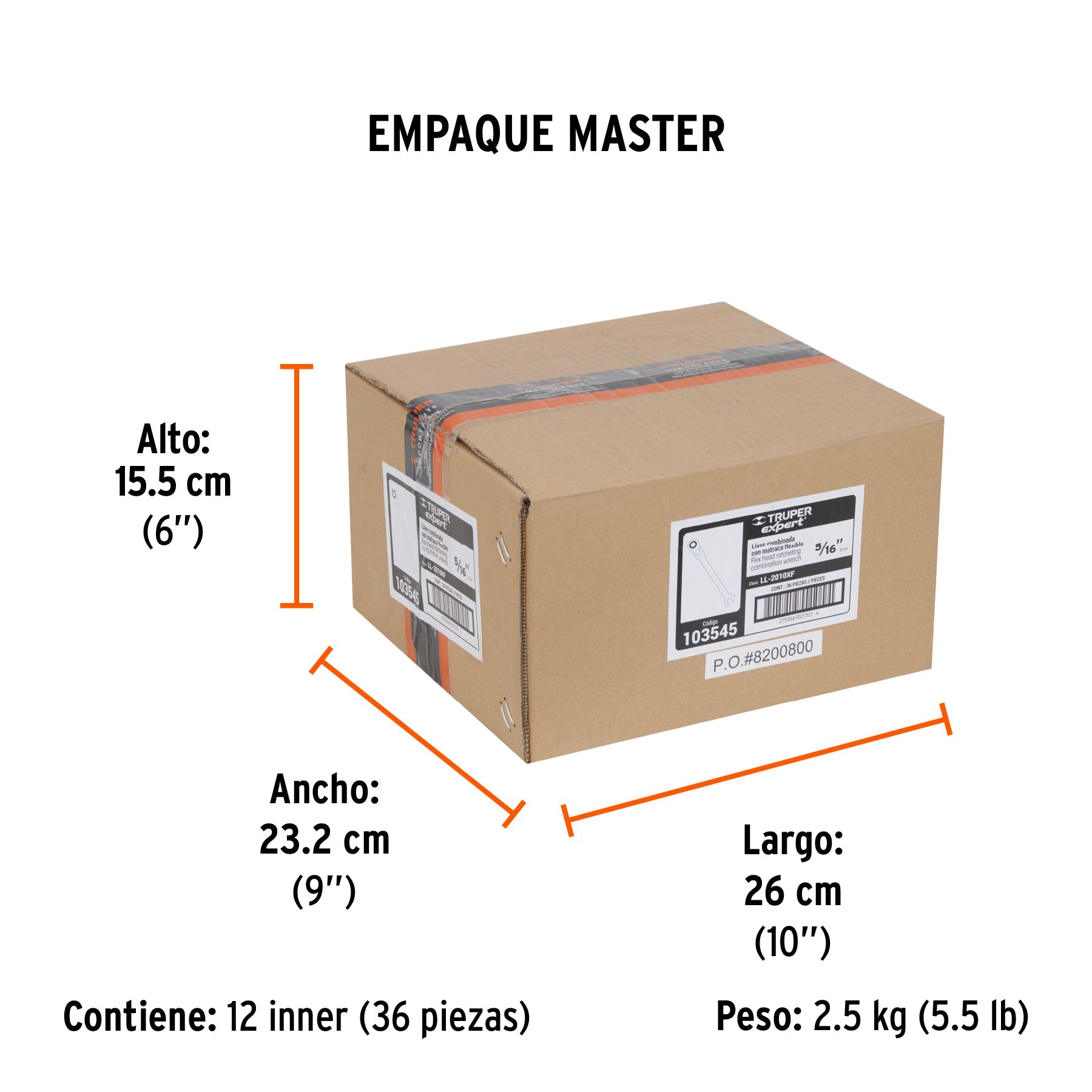 Llave combinada con matraca 5/16" flexible, EXPERT - Empaque