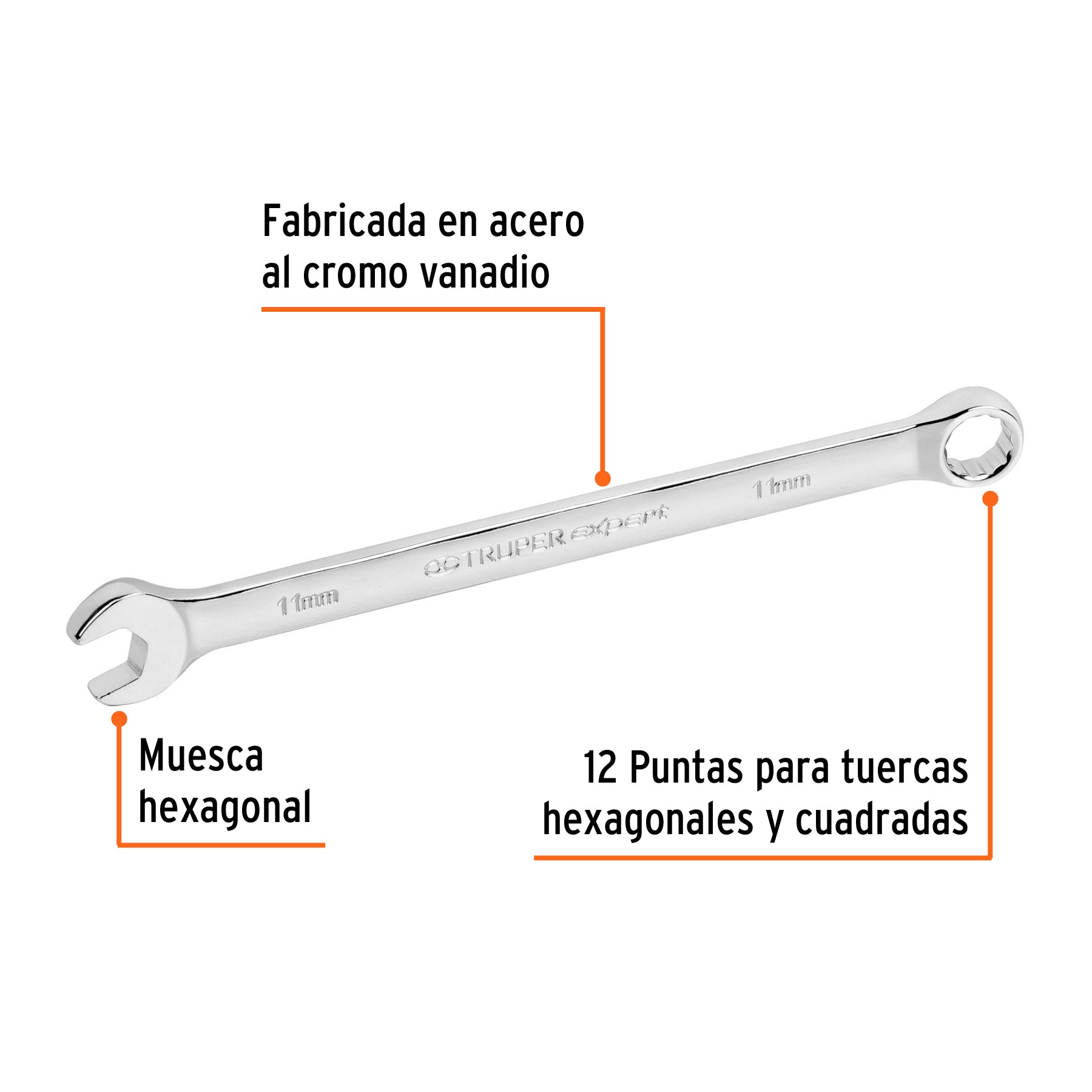 Llave combinada extralarga 11 mm x 183 mm de largo, EXPERT