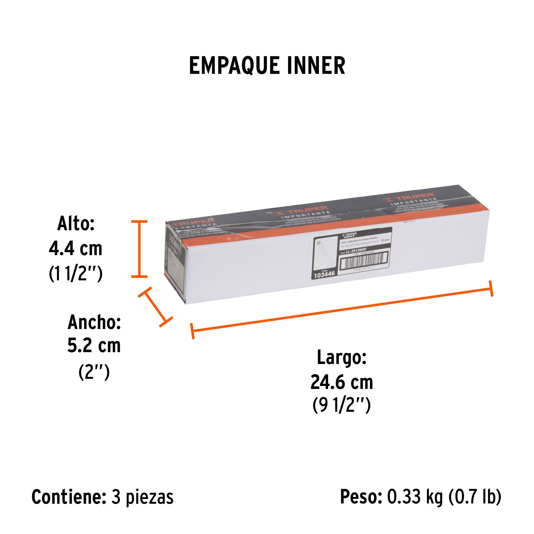Llave combinada con matraca 12 mm flexible, EXPERT - Empaque