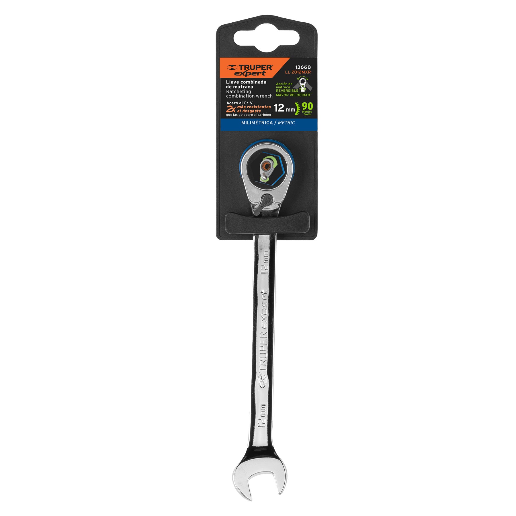 Llave combinada matraca reversible 12mmx168 mm largo, EXPERT