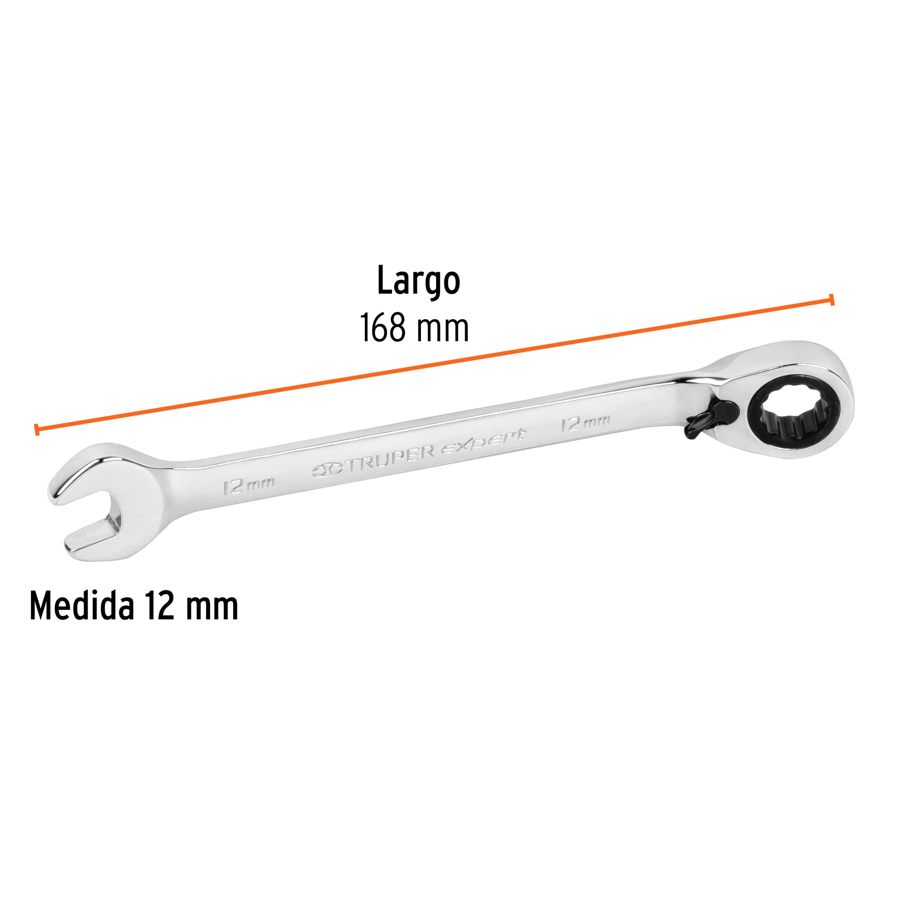 Llave combinada matraca reversible 12mmx168 mm largo, EXPERT