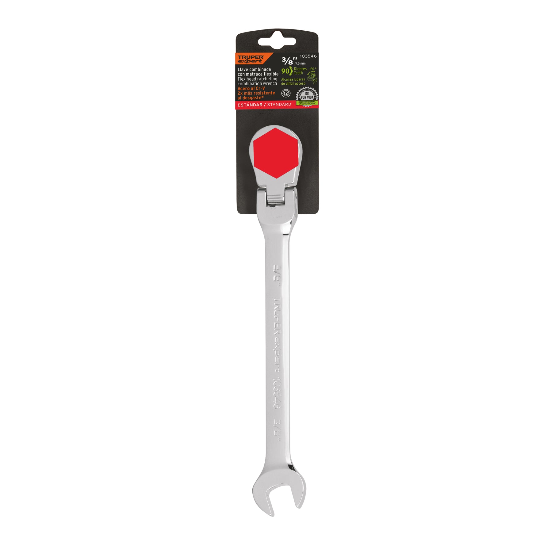 Llave combinada con matraca 3/8" flexible, EXPERT
