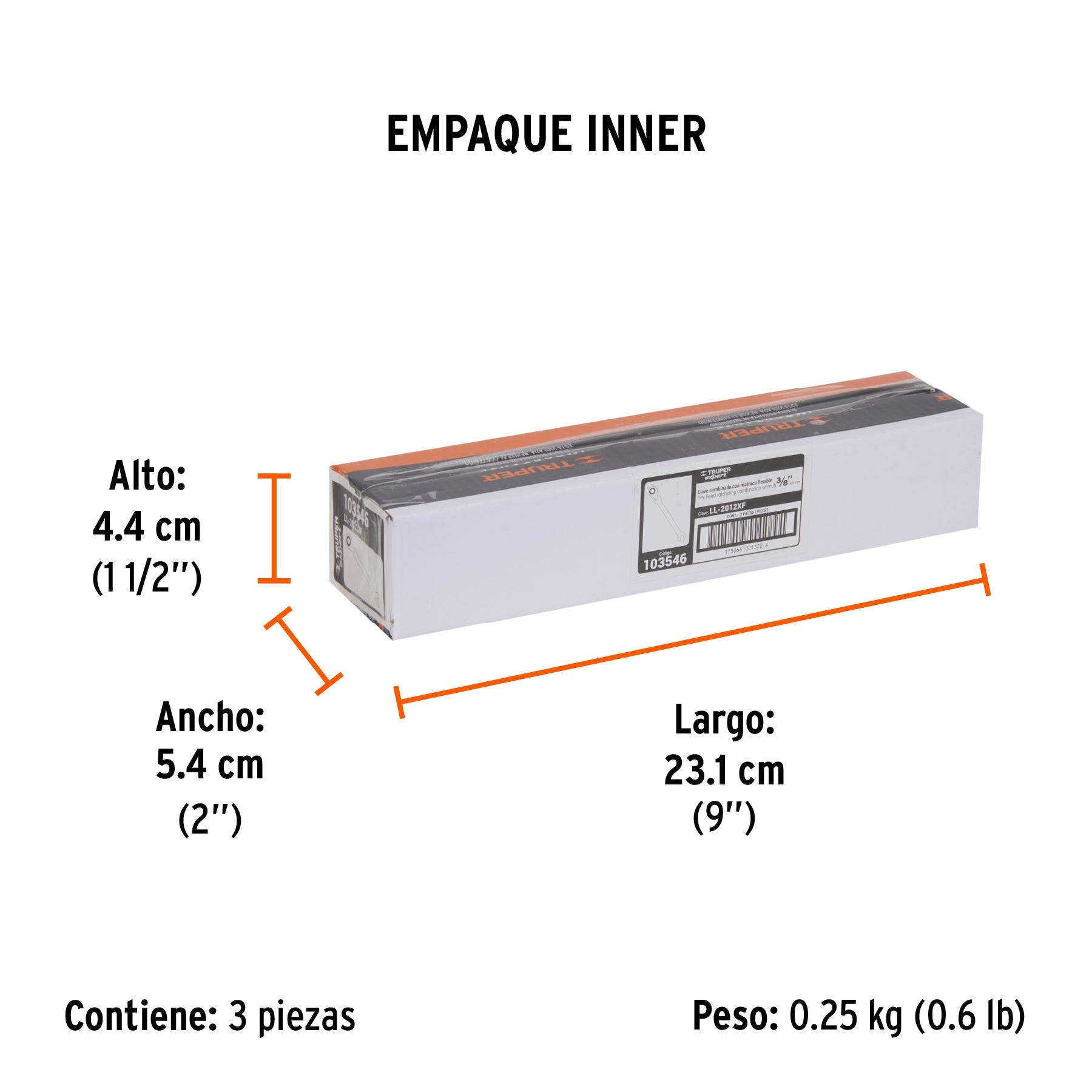 Llave combinada con matraca 3/8" flexible, EXPERT - Empaque