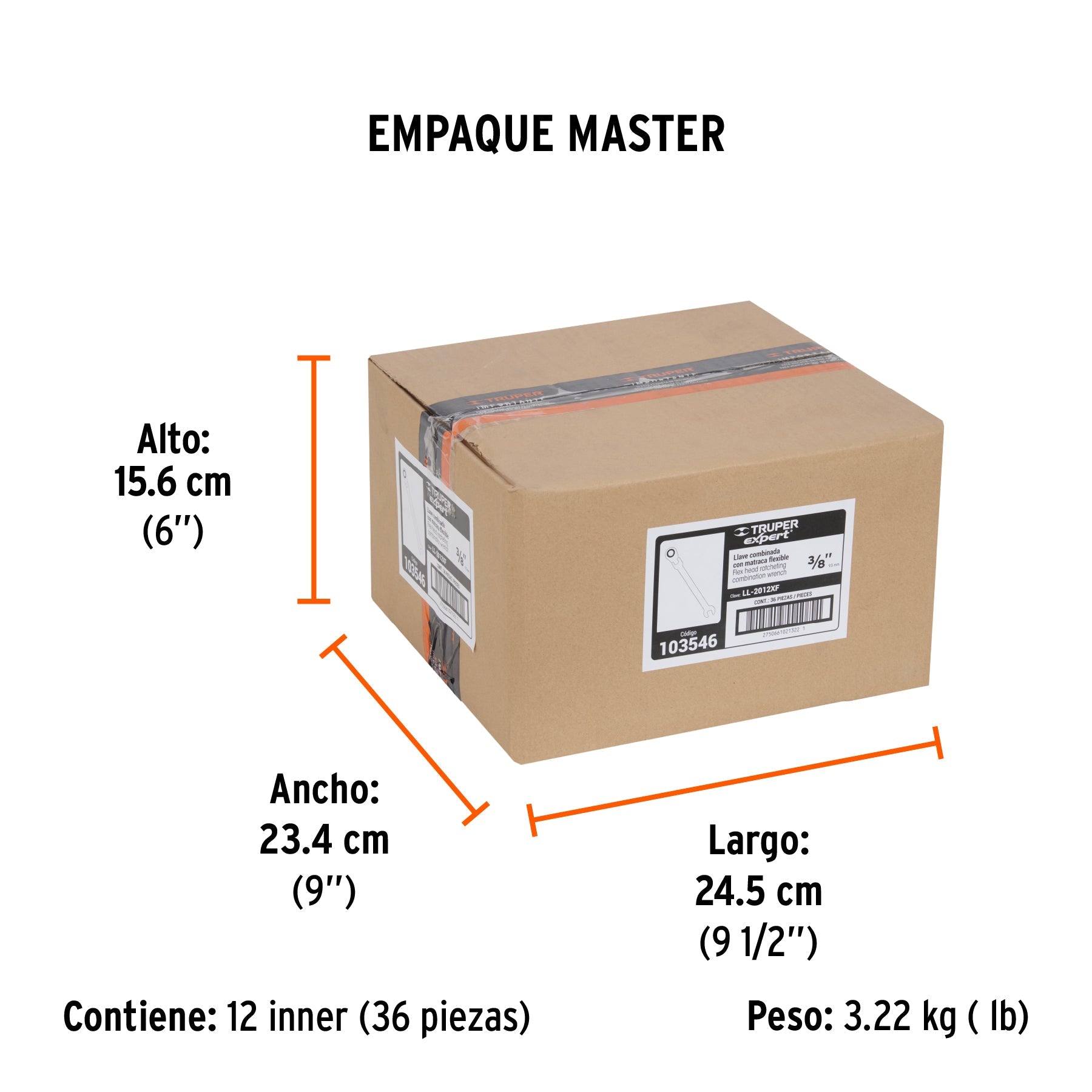Llave combinada con matraca 3/8" flexible, EXPERT - Empaque