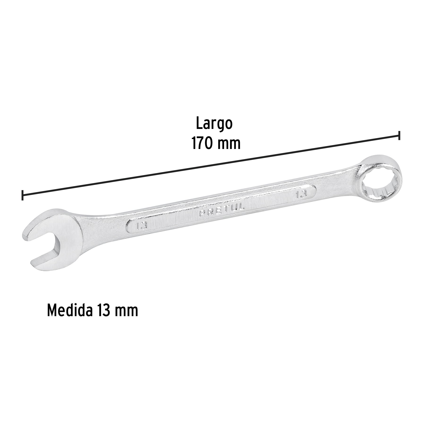 Llave combinada 13 mm x 170 mm de largo, PRETUL